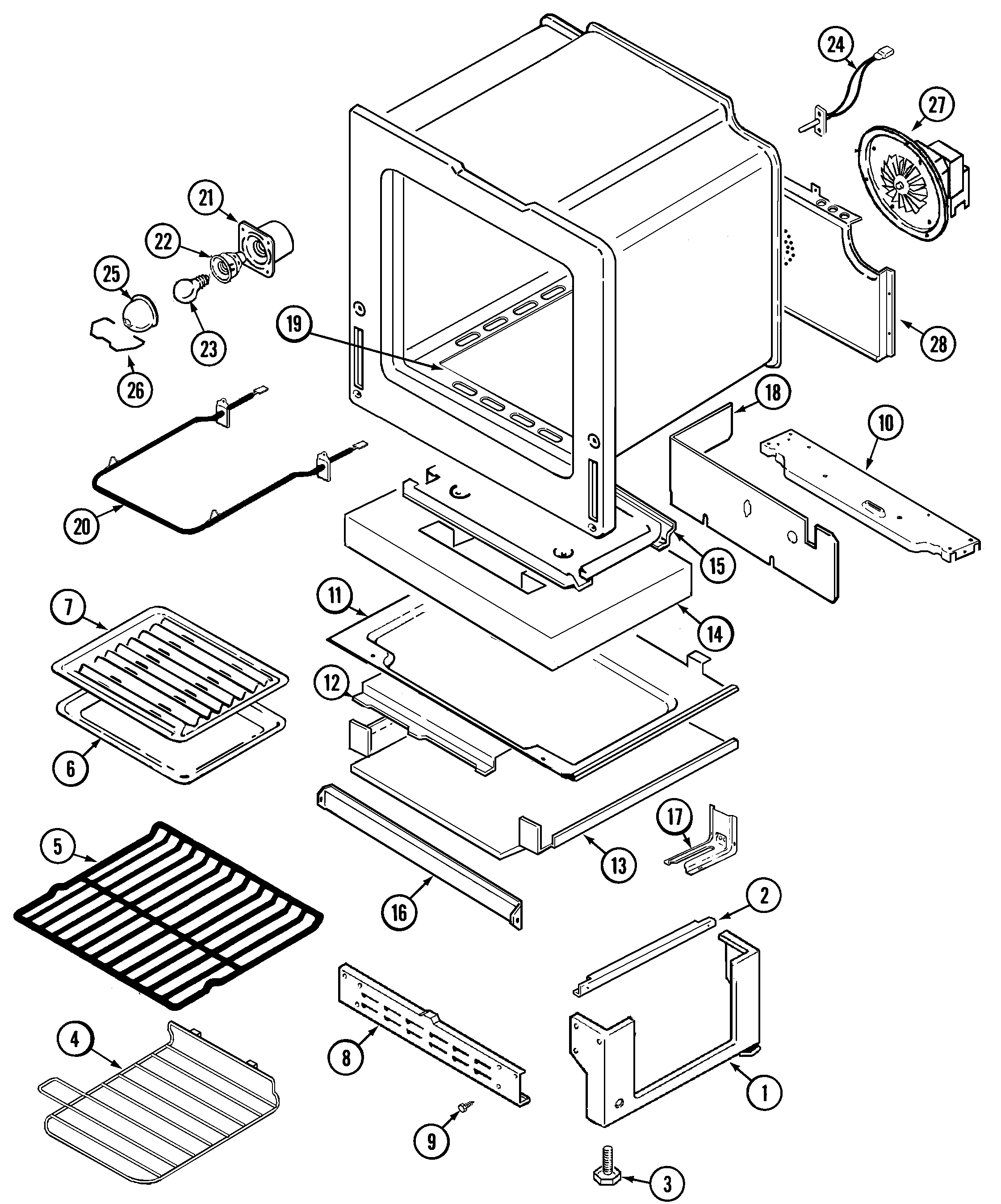 Maytag MGS5870ADA oven/base diagram