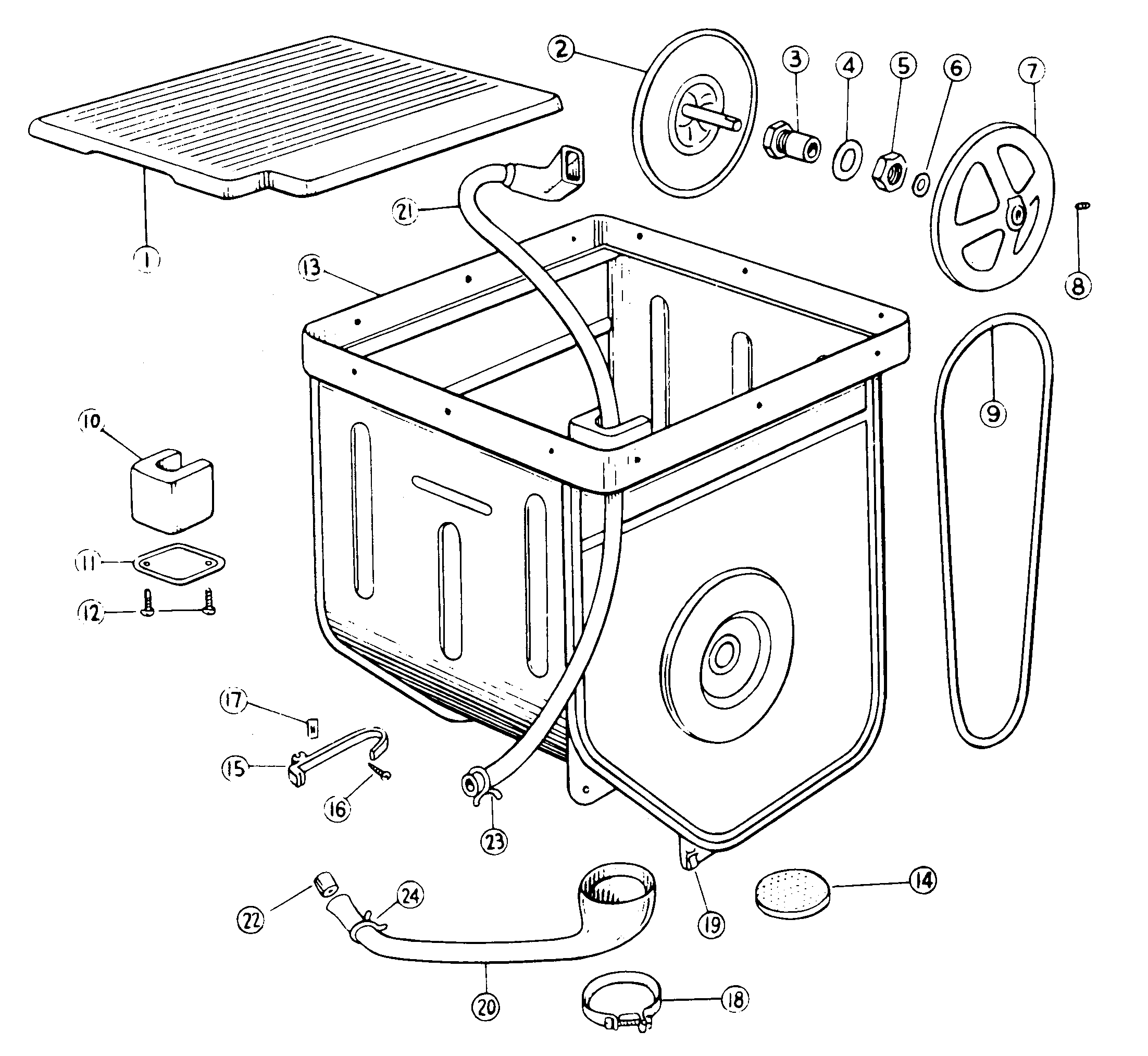 Hoover 0510 pump, pulsatorbelt, outlethose diagram
