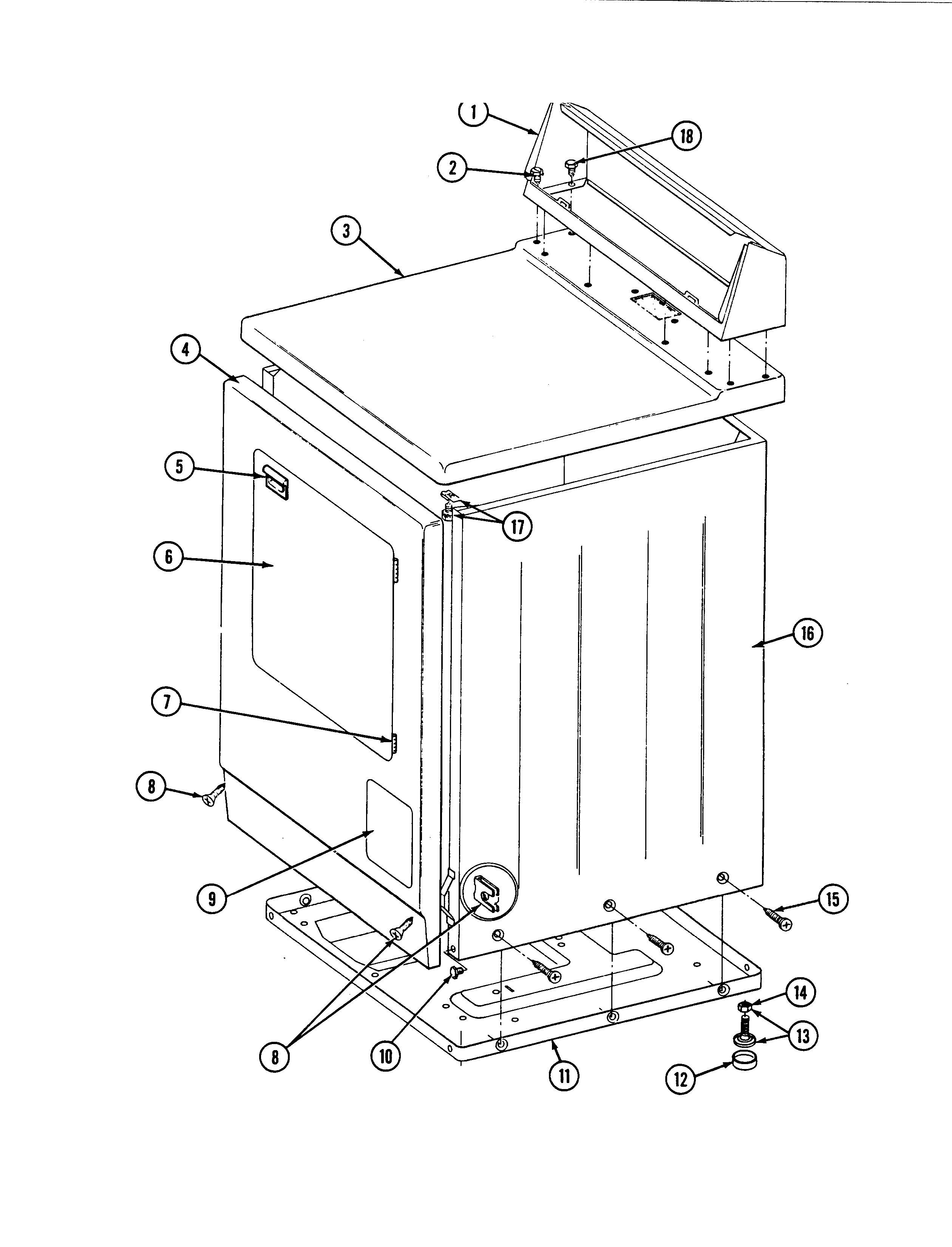 Maytag LDG9701ABW cabinet-front diagram