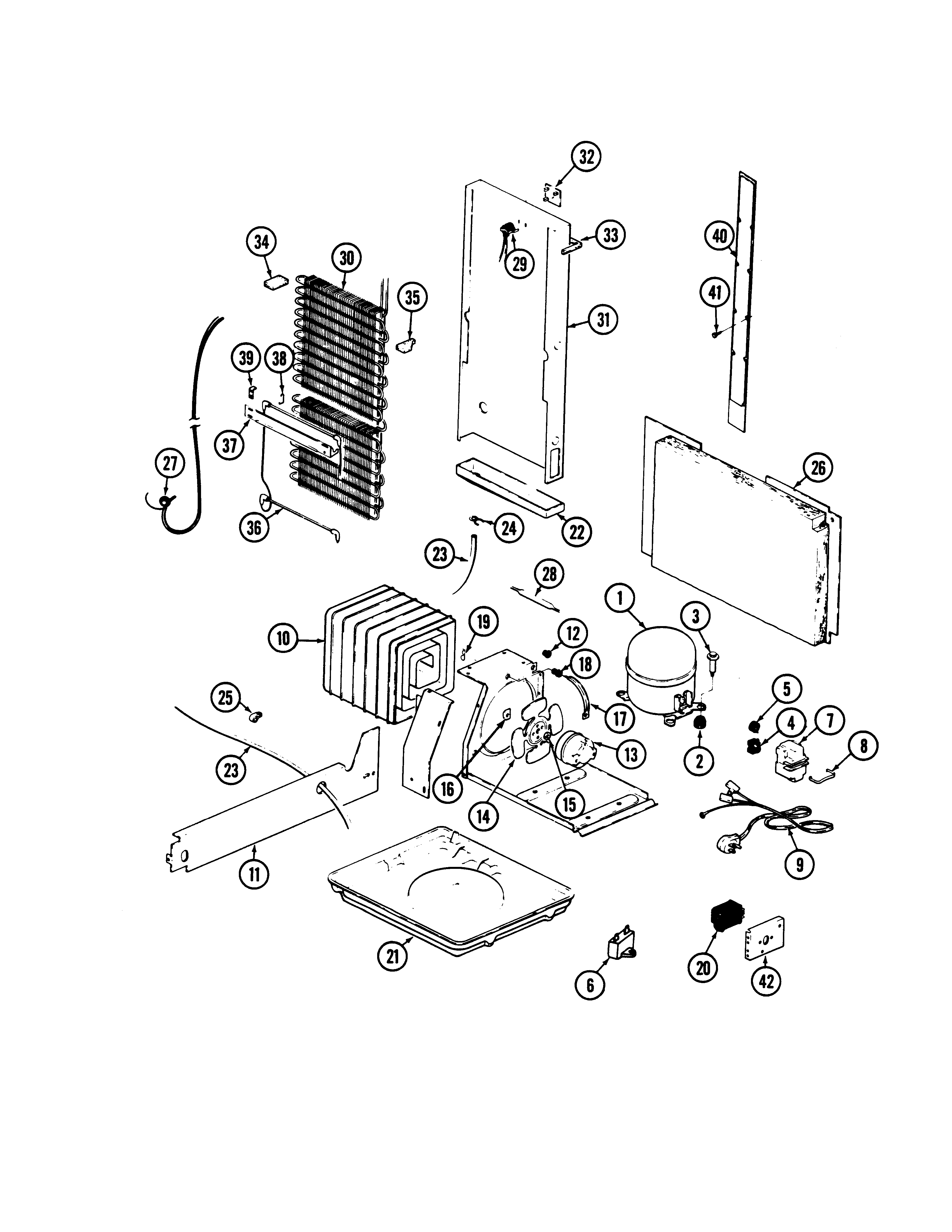 Admiral AS22M8DV-DN33C unit compartment & system diagram