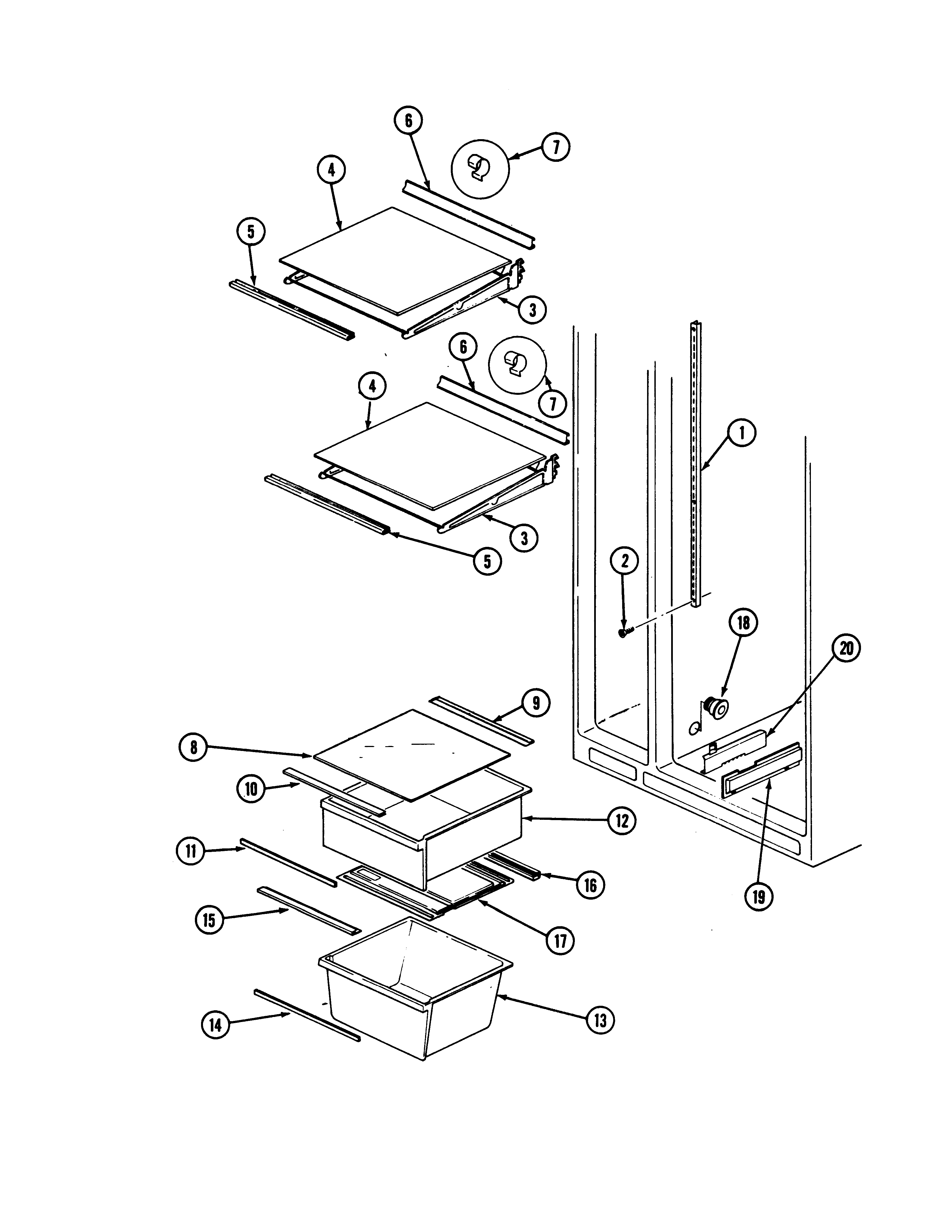 Admiral AS22M8DV-DN33C shelves & accessories diagram