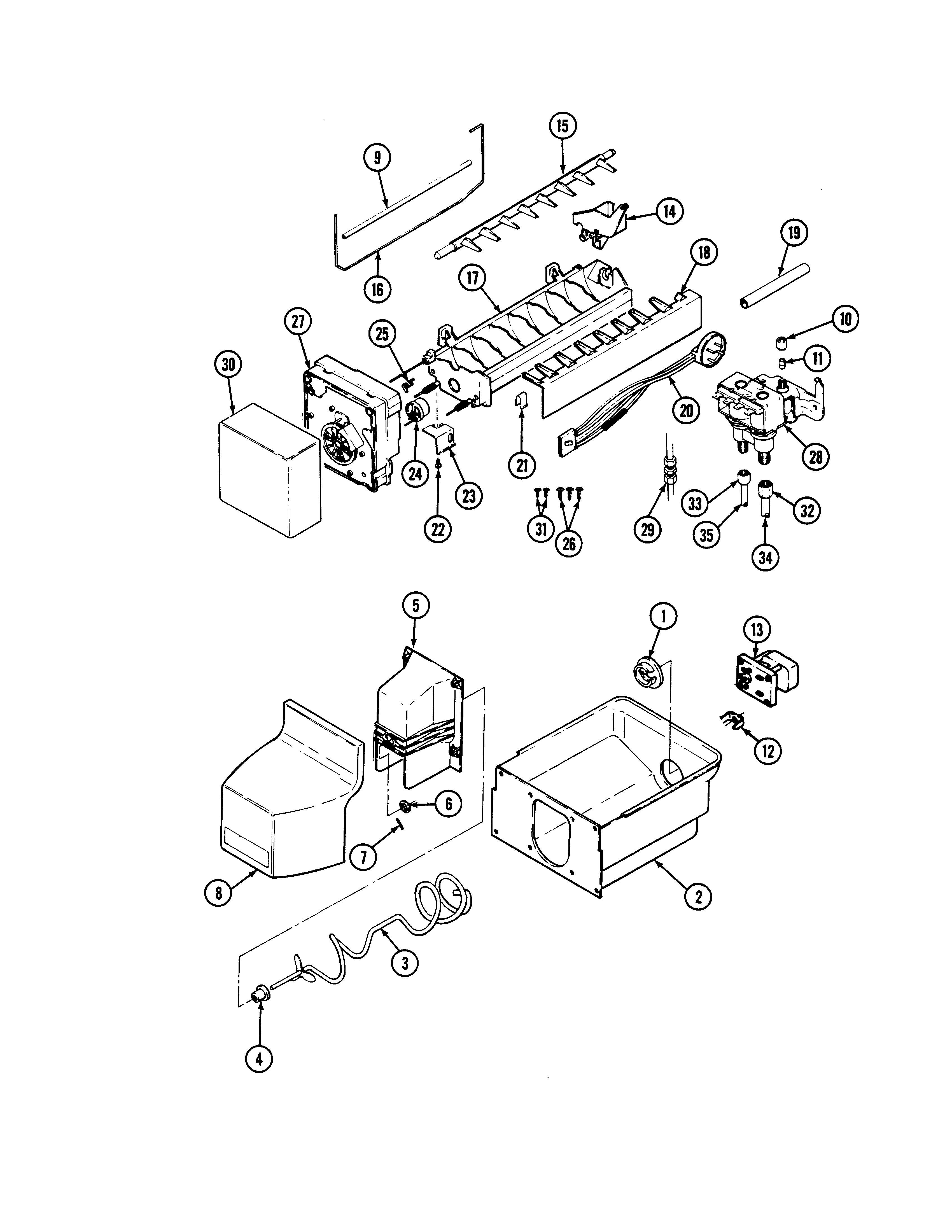 Admiral AS22M8DV-DN33C ice maker & bin diagram