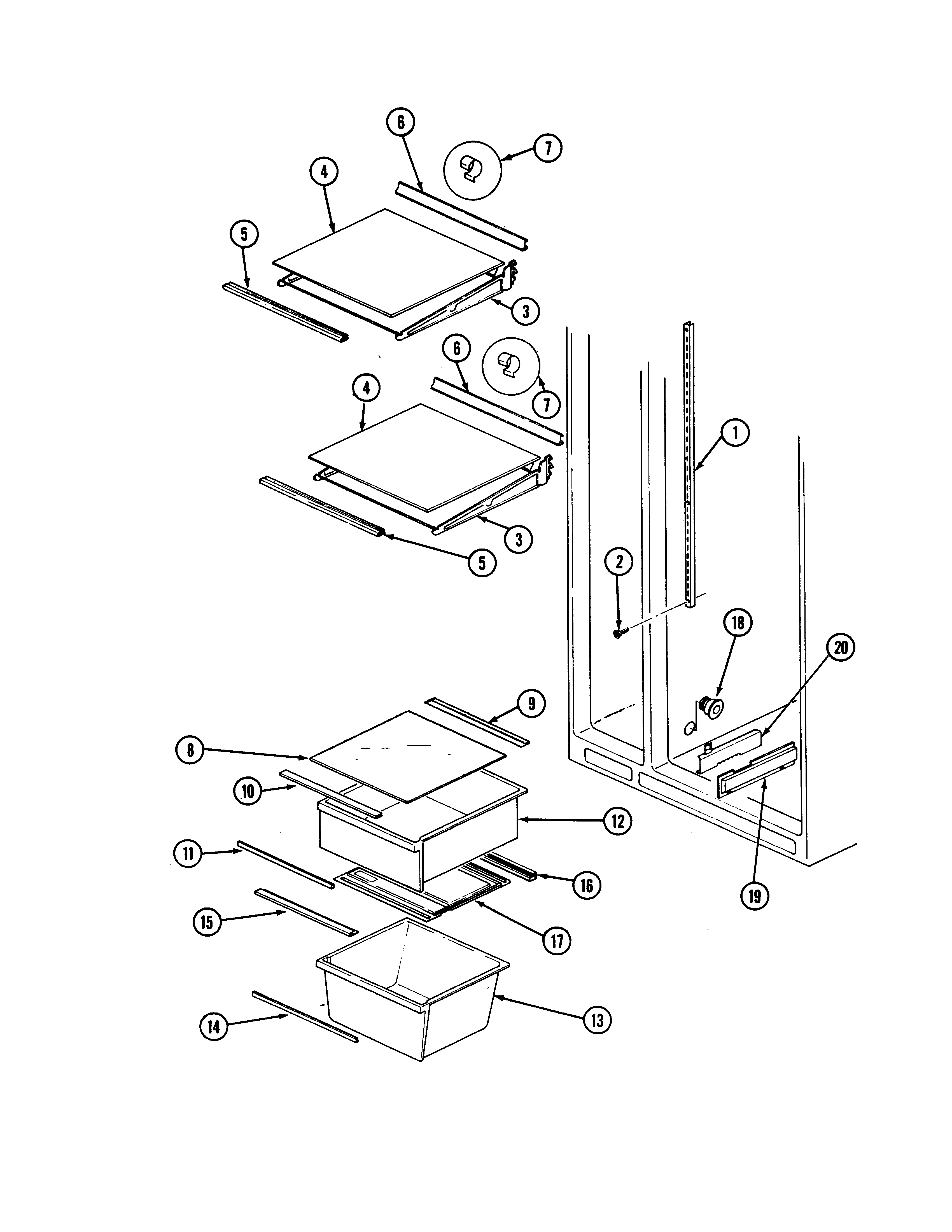 Admiral AS22M8DA-DN34A shelves & accessories diagram