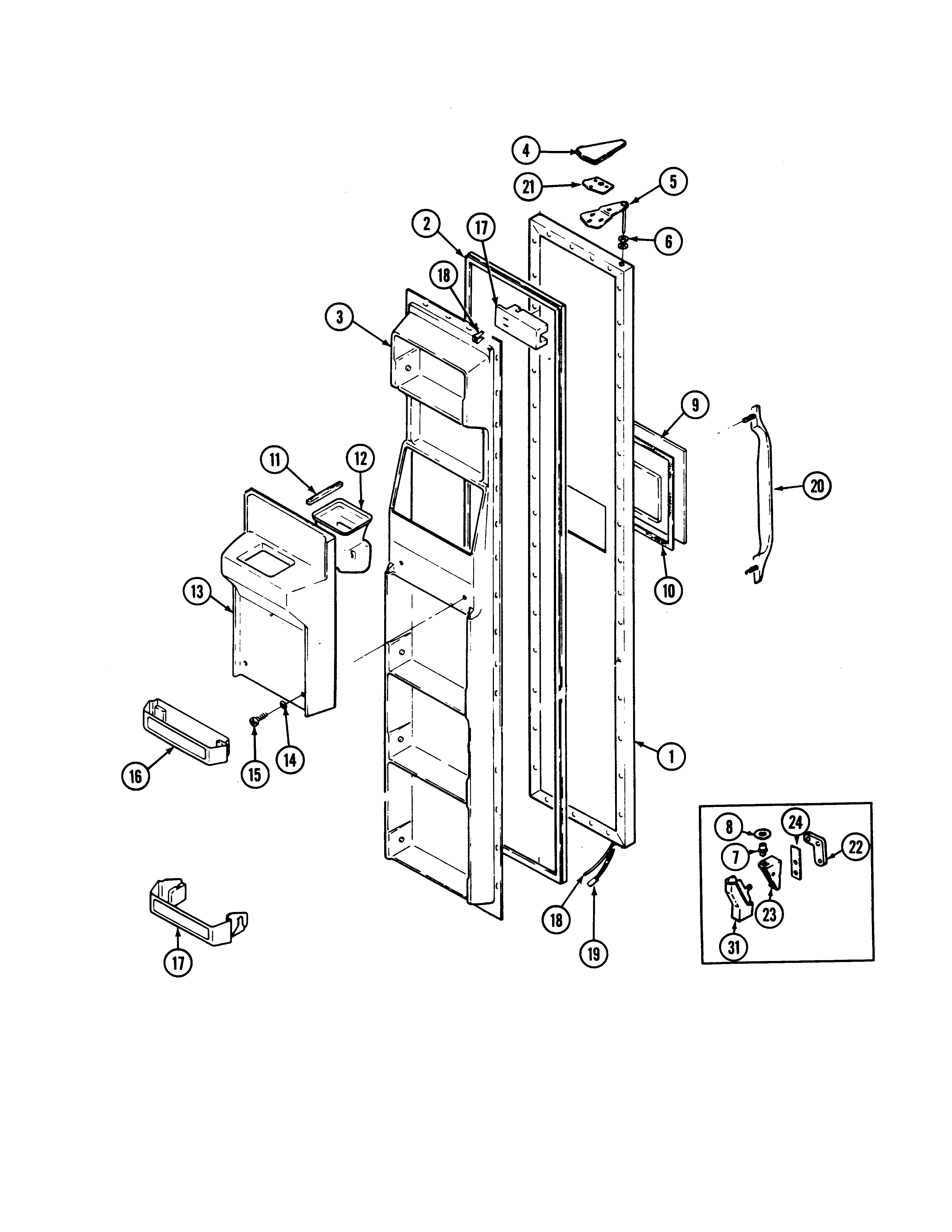Admiral AS22M8DA-DN34A freezer door diagram