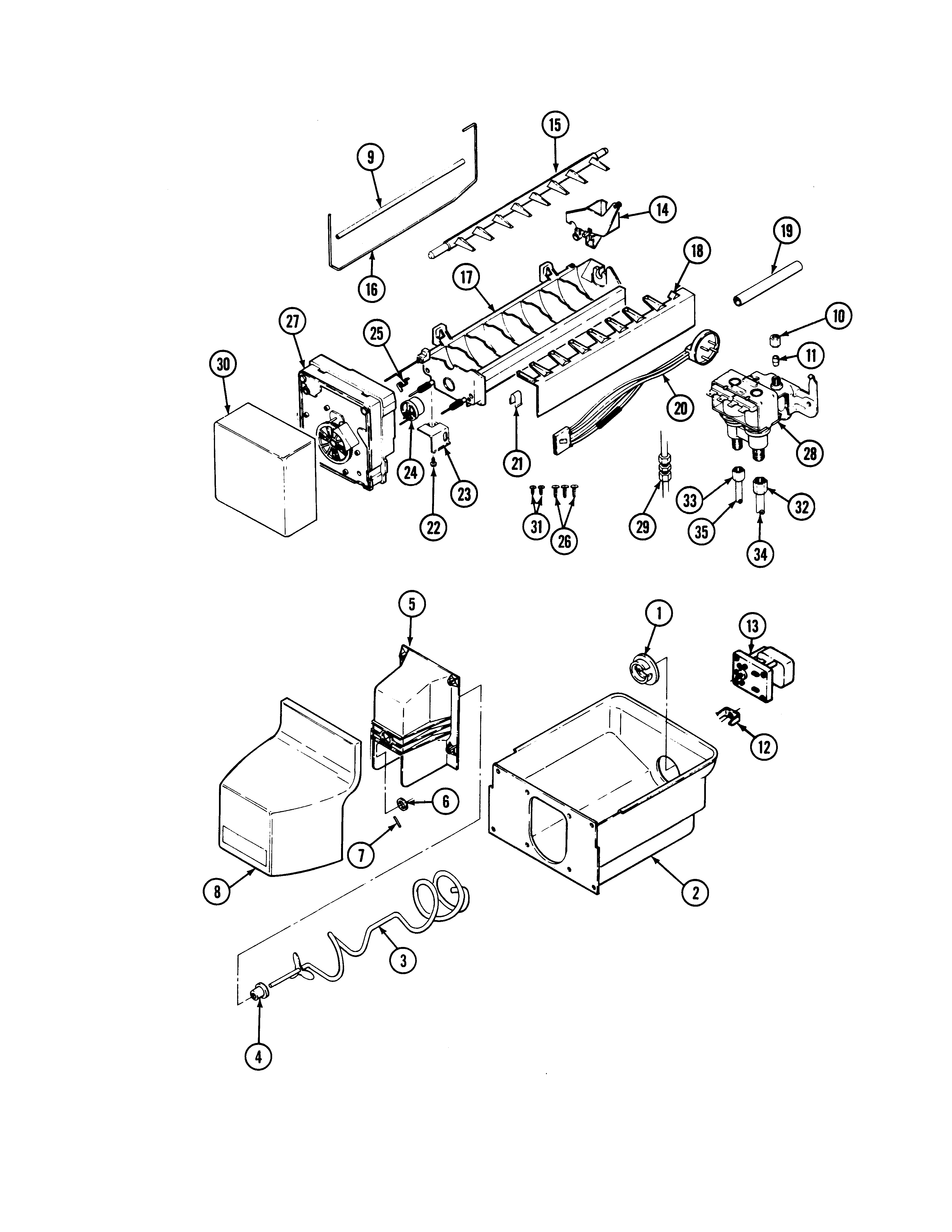 Admiral AS22M8DA-DN34A ice maker & bin diagram