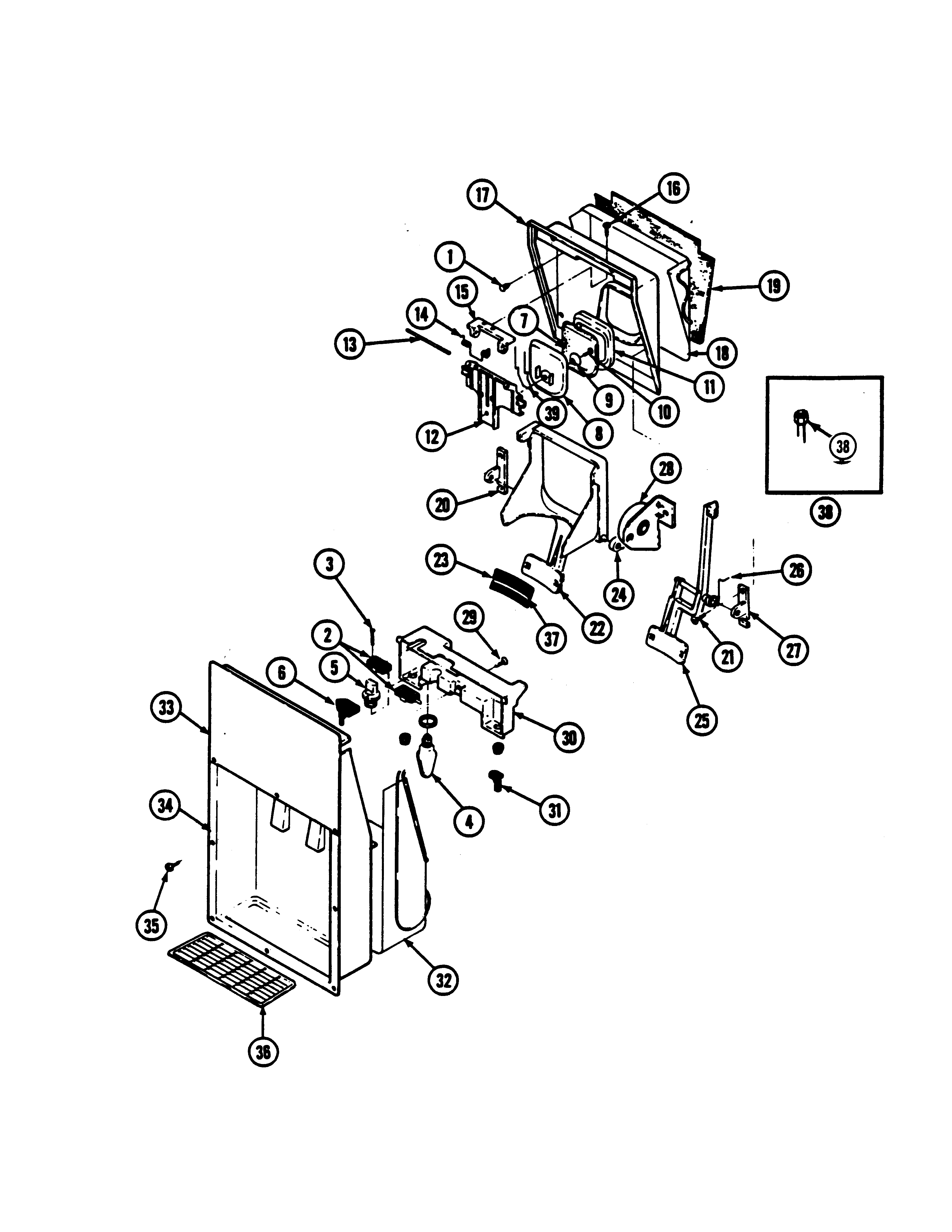 Admiral AS22M8DA-DN34A ice & water dispenser diagram