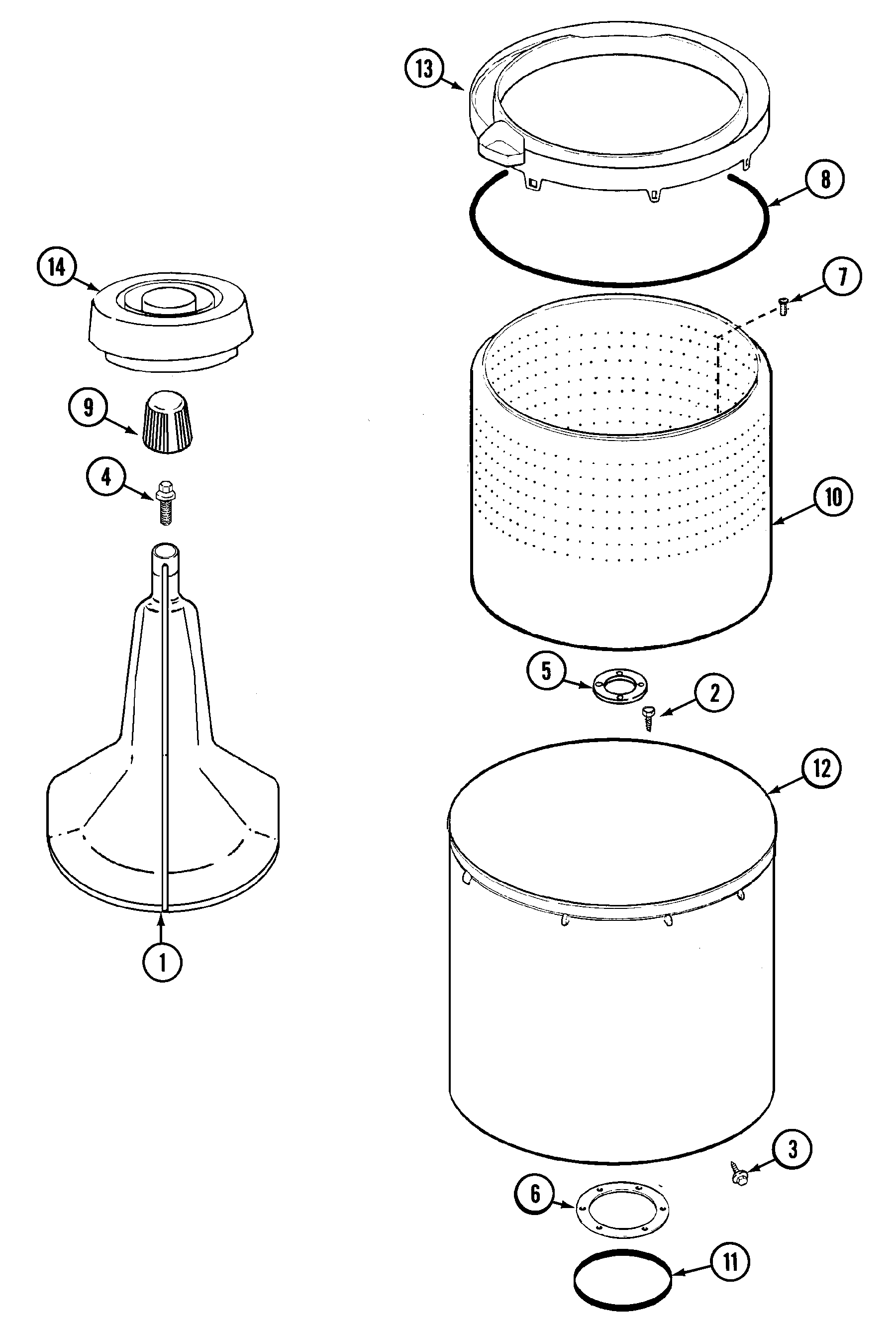 Maytag PAV1000GGE tub diagram