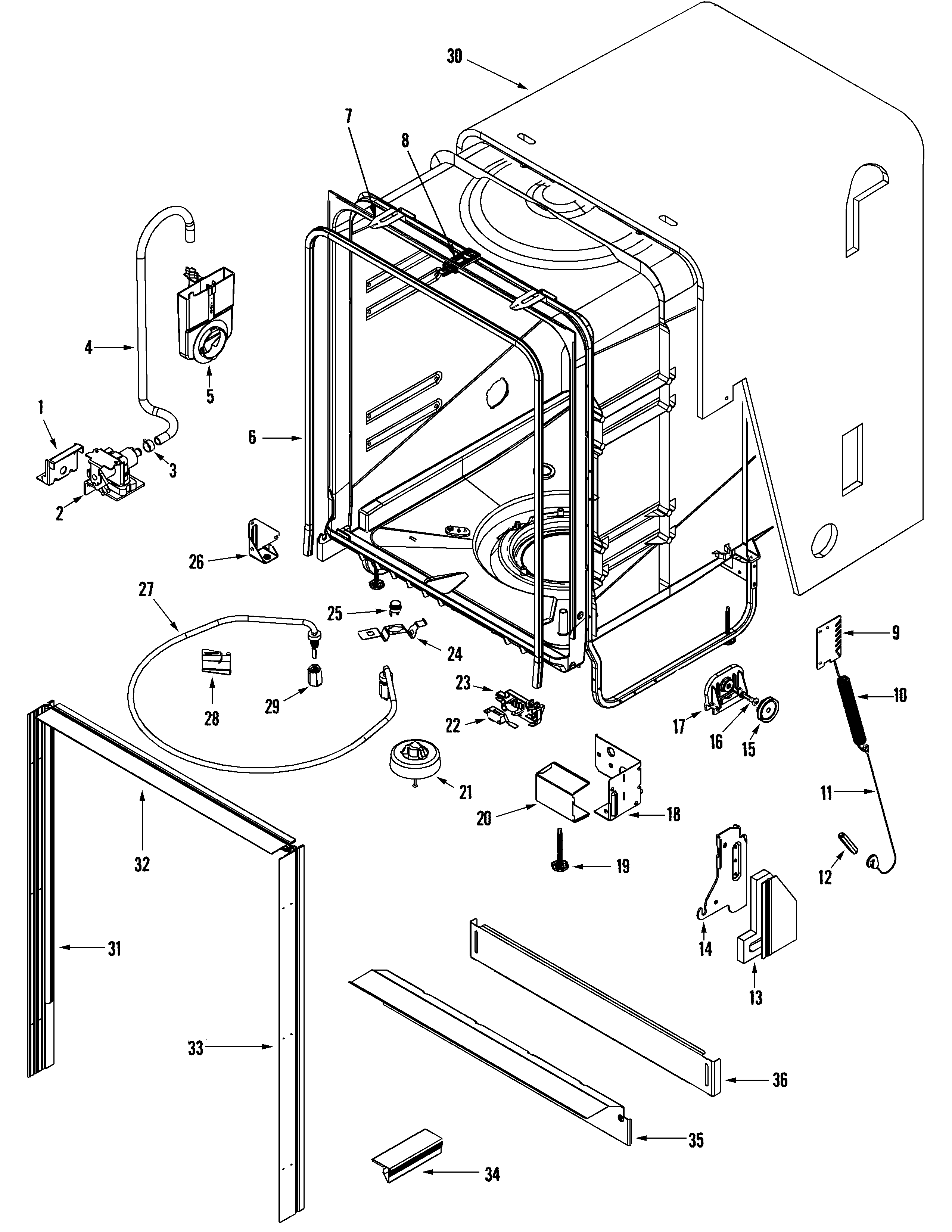 Maytag MDB7650AWW tub diagram