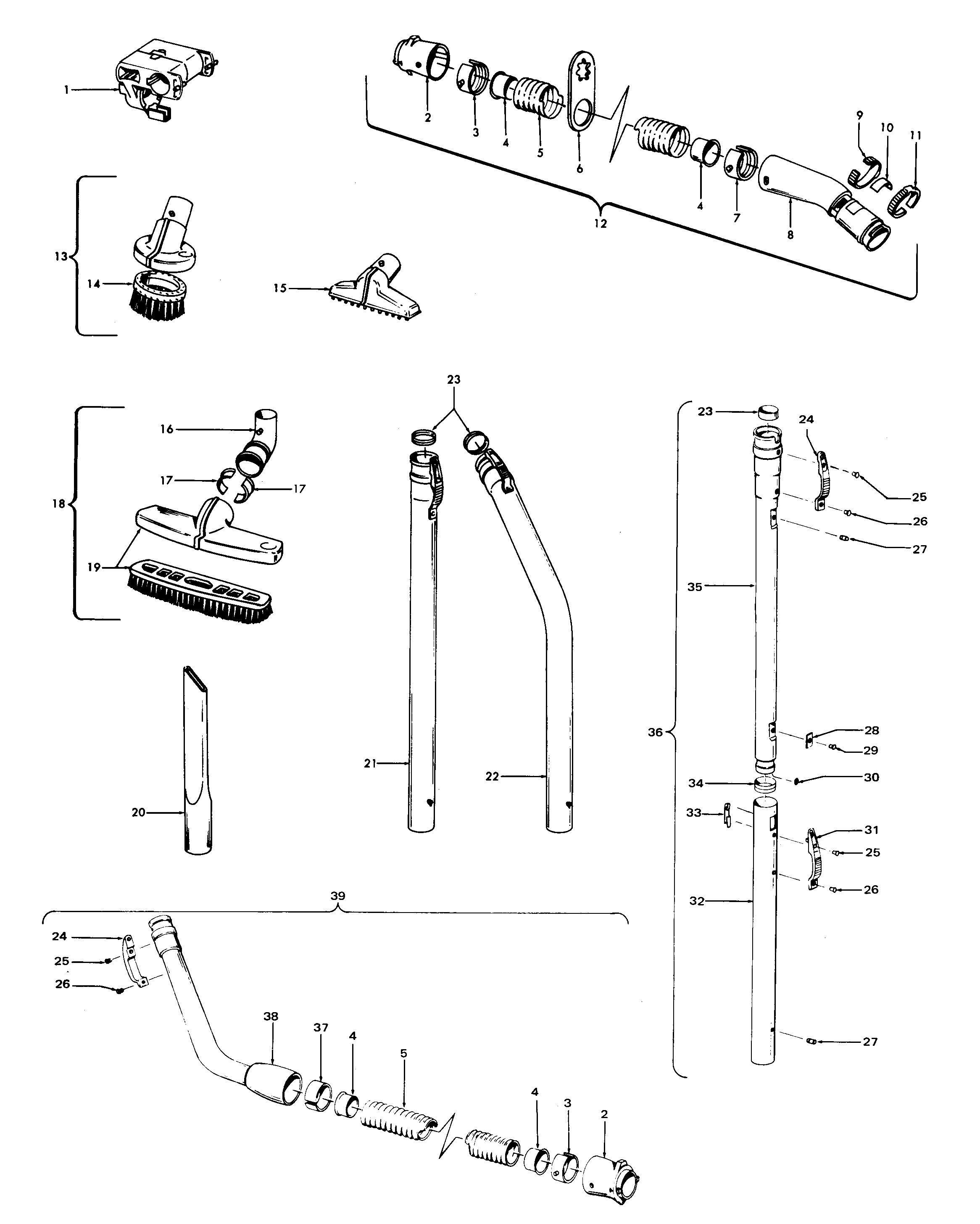Hoover 1100 cleaningtools diagram