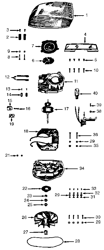 Hoover 29 motor assembly, hood diagram