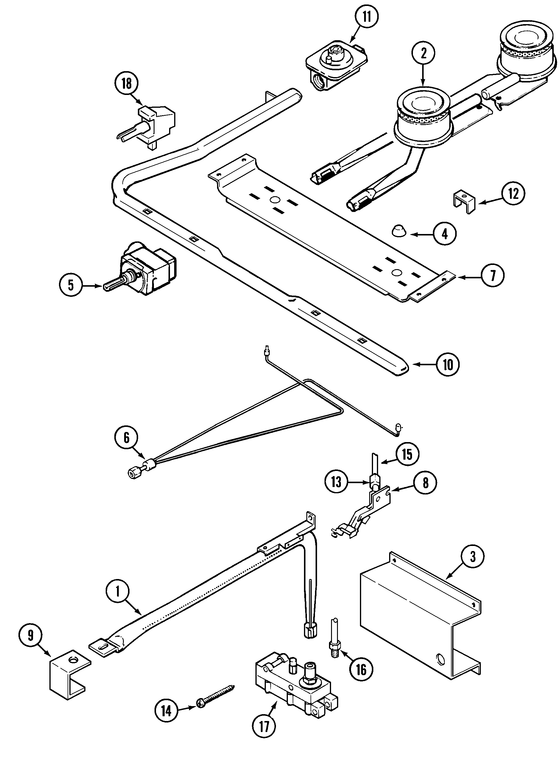 Magic Chef CPL1110ADL gas controls diagram