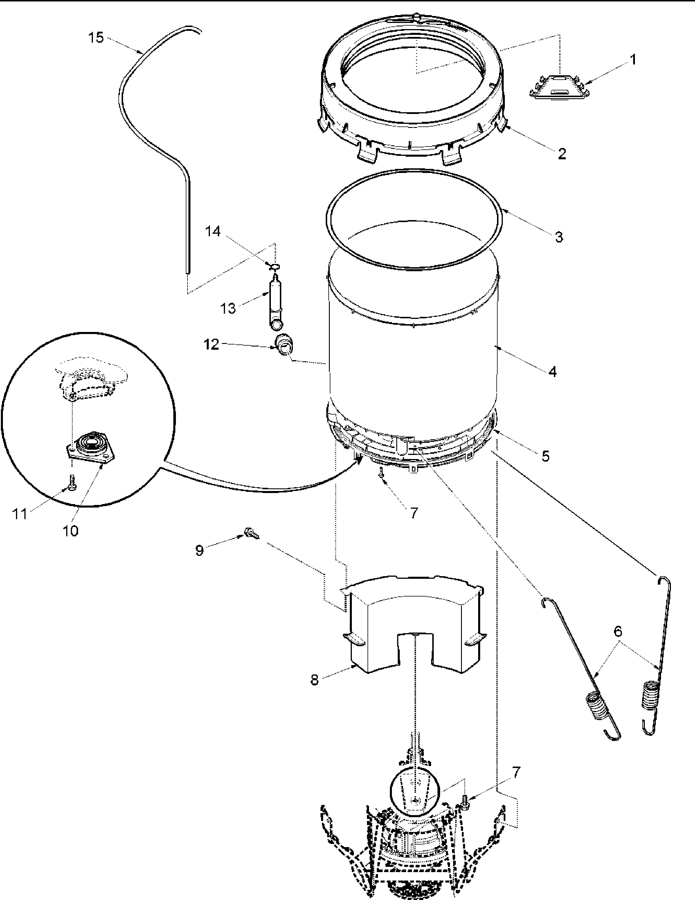 Amana ALW432RAW-PALW432RAW outer tub & pressure tube diagram