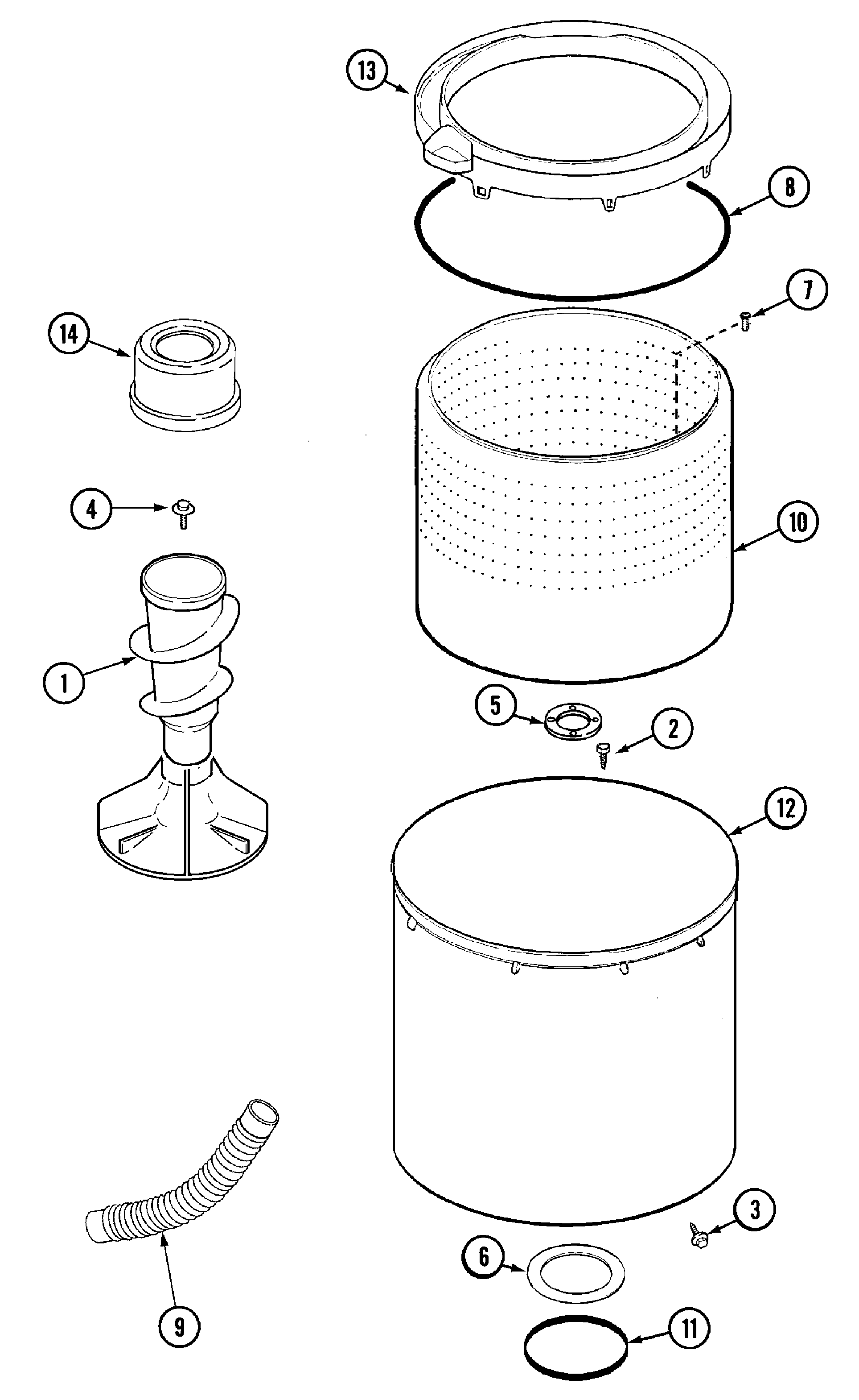 Maytag MAV6458AWW tub diagram