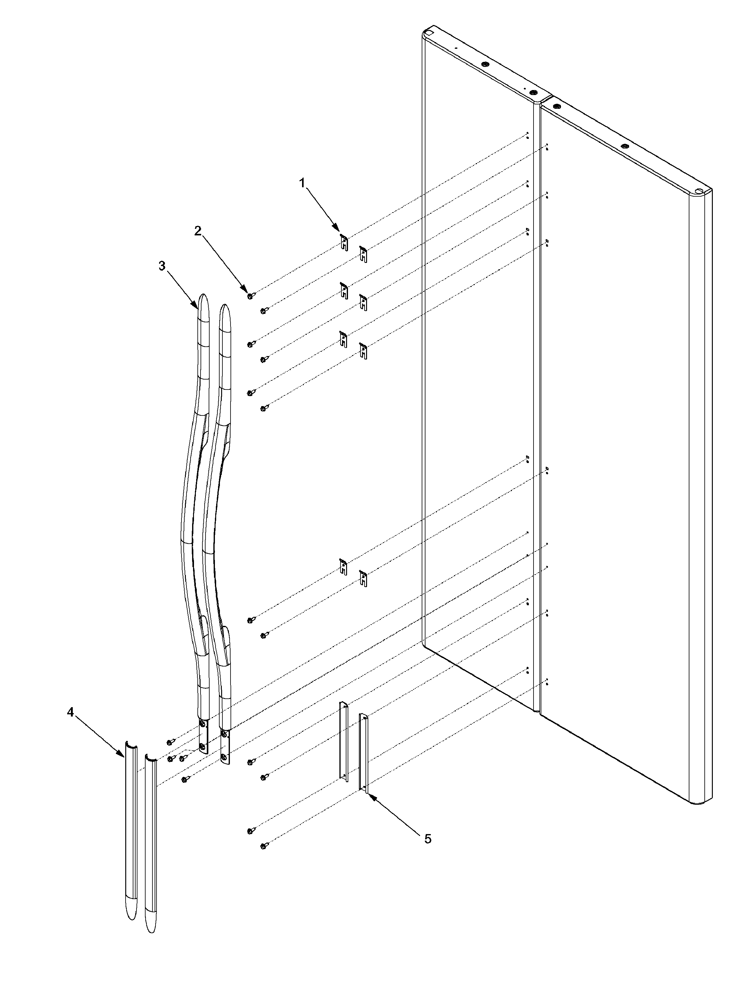 Amana XRSS204BB-PXRSS204BB1 handles and trim diagram