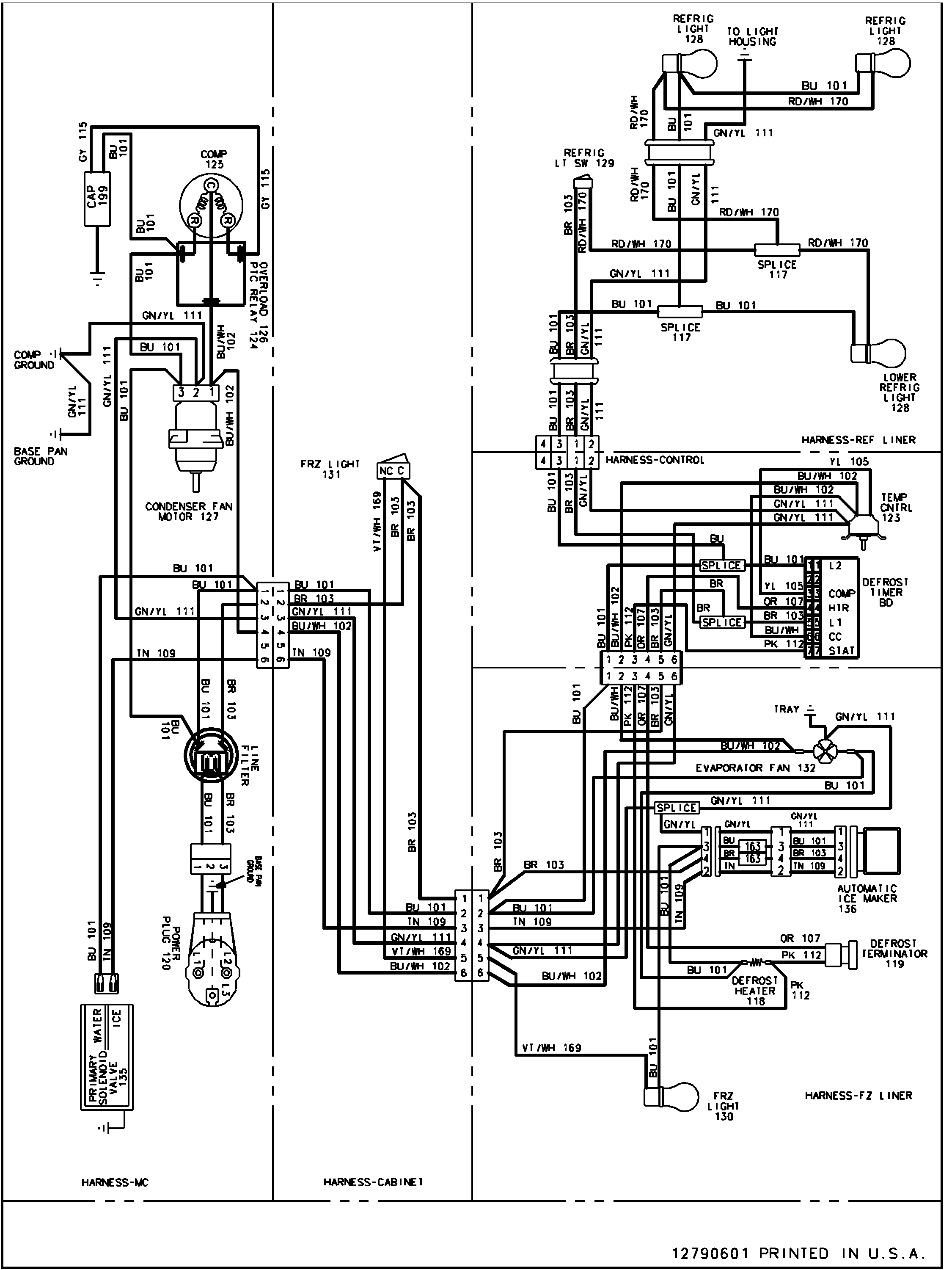 Amana XRSS204BB-PXRSS204BB1 wiring information diagram