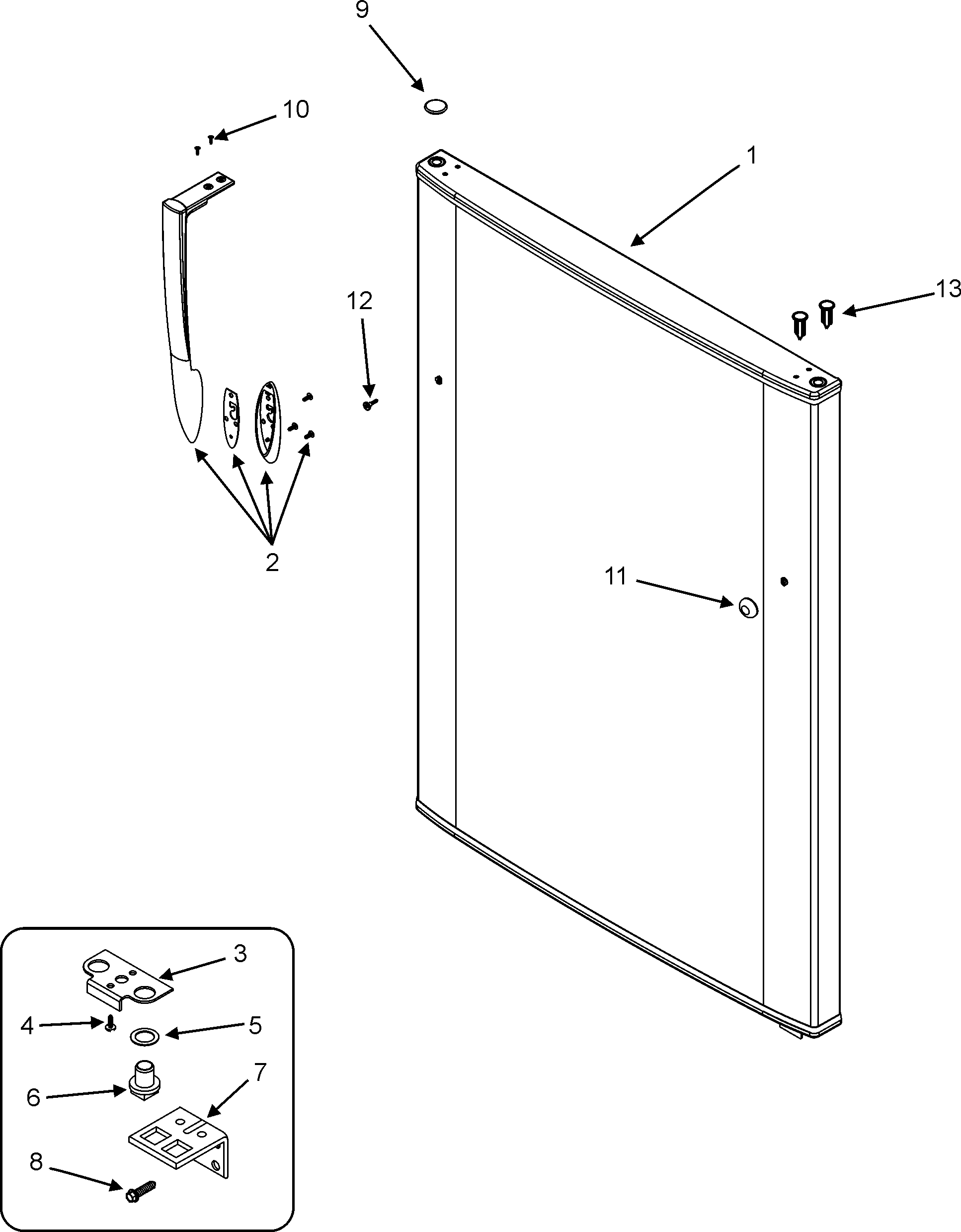 Maytag MTB1891ARQ fresh food outer door diagram