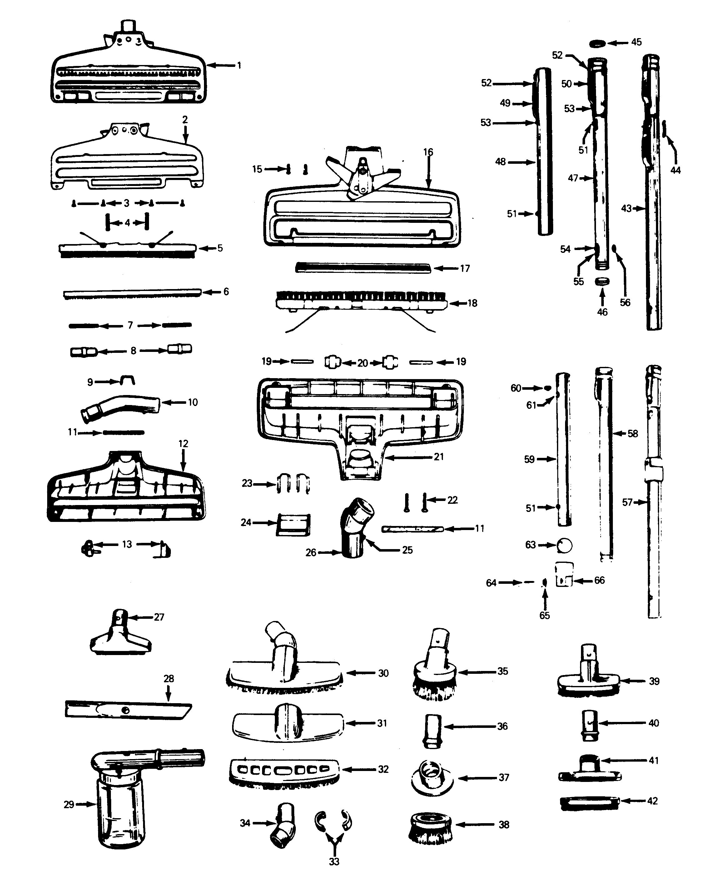 Hoover 845 cleaningtools diagram