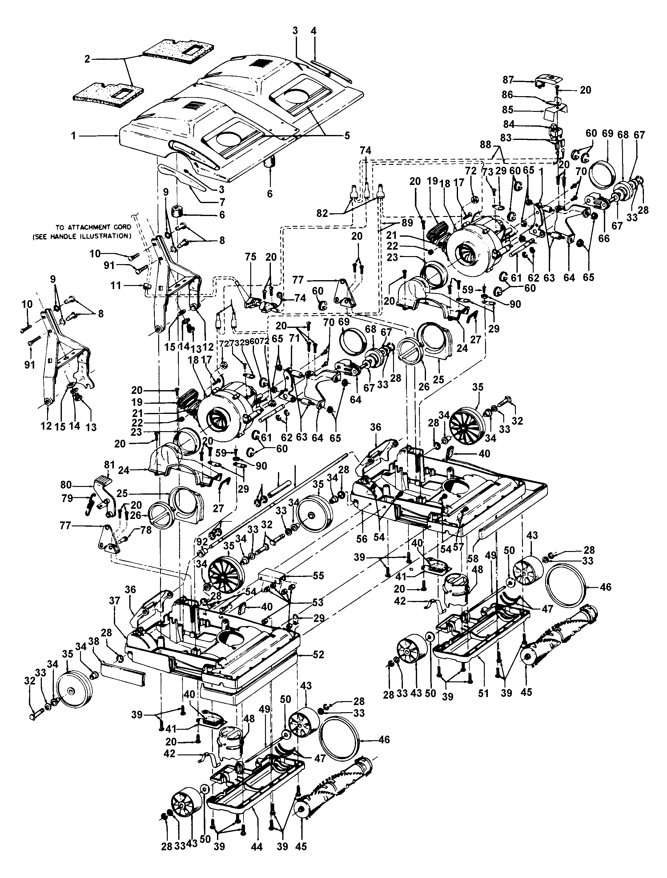Hoover C1119 mainbody, hood diagram