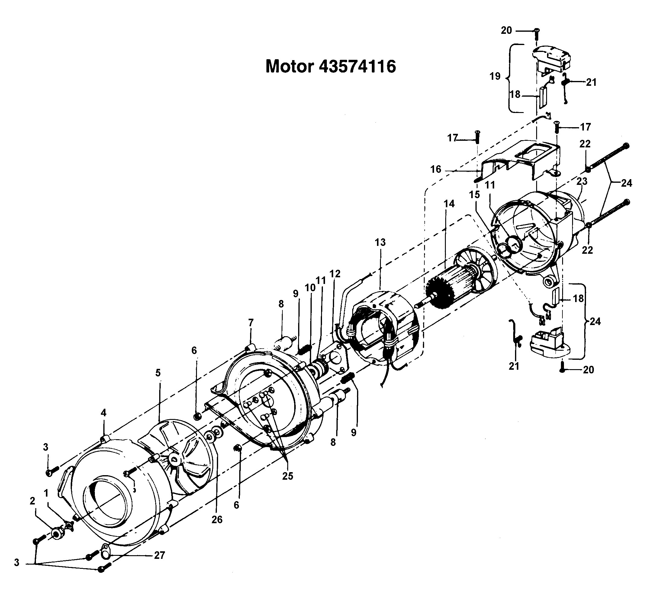 Hoover C1119 motor assembly diagram
