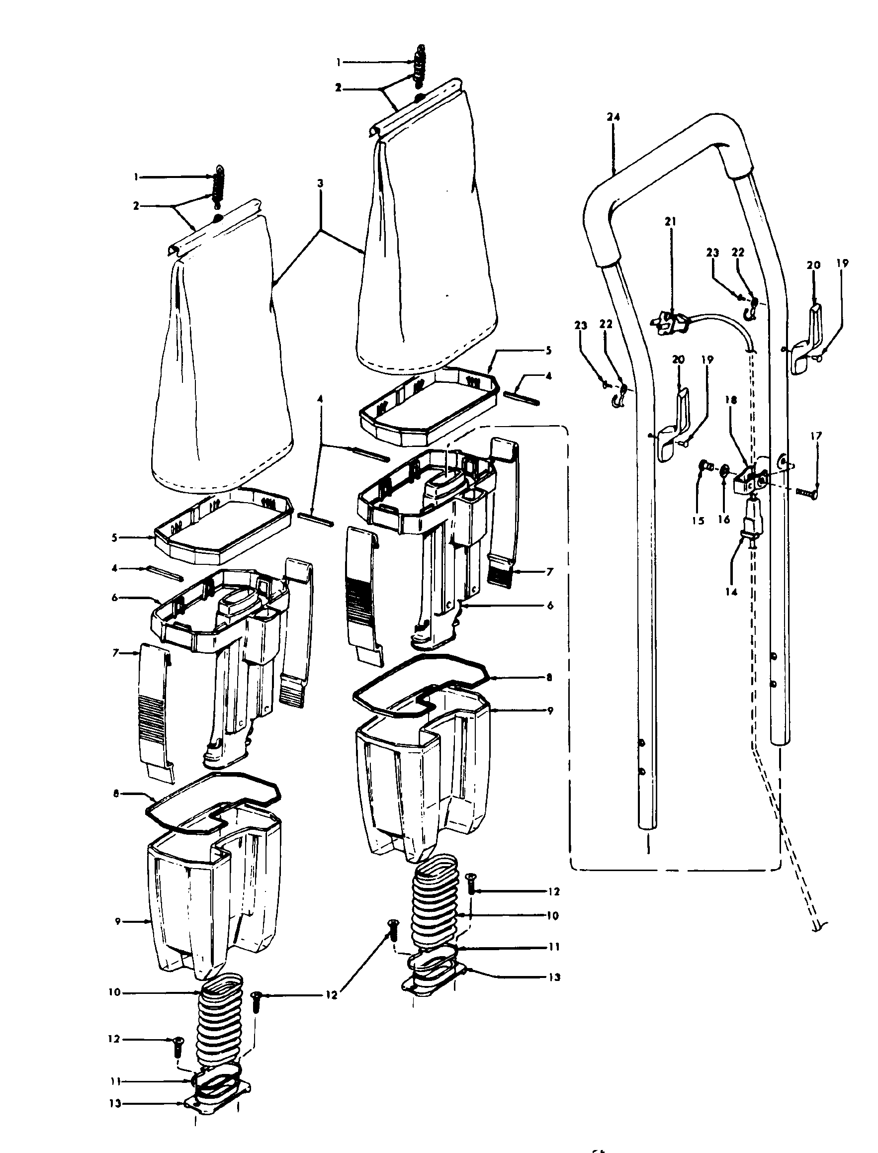 Hoover C1119080 handle, outerbag diagram