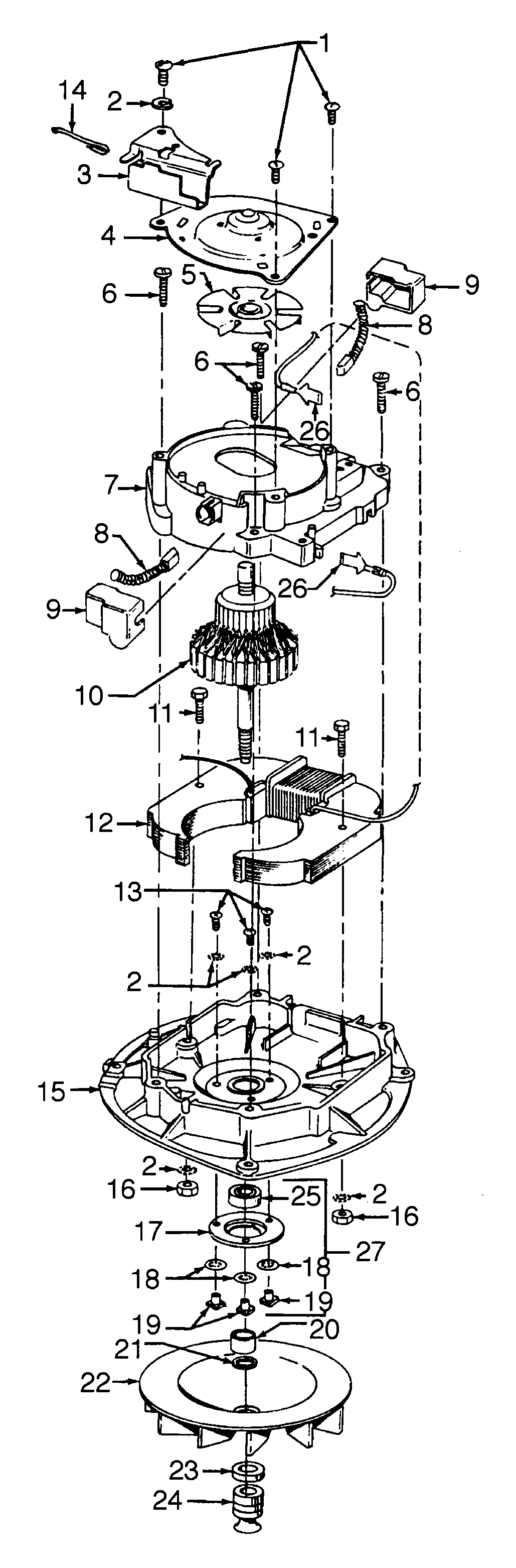 Hoover C1629--- motor assembly diagram