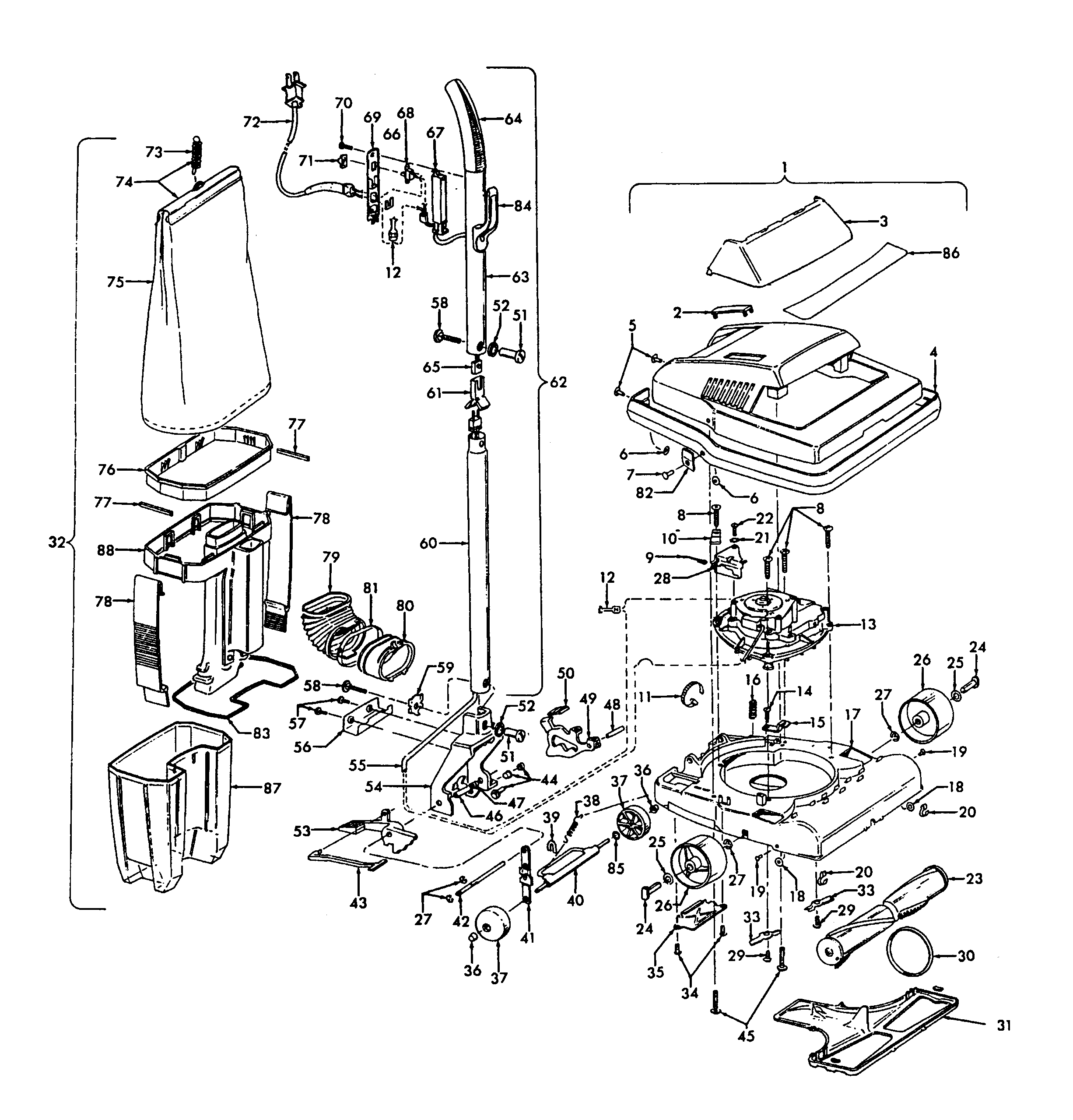 Hoover C1629016 cleaningtools, dirtcup diagram