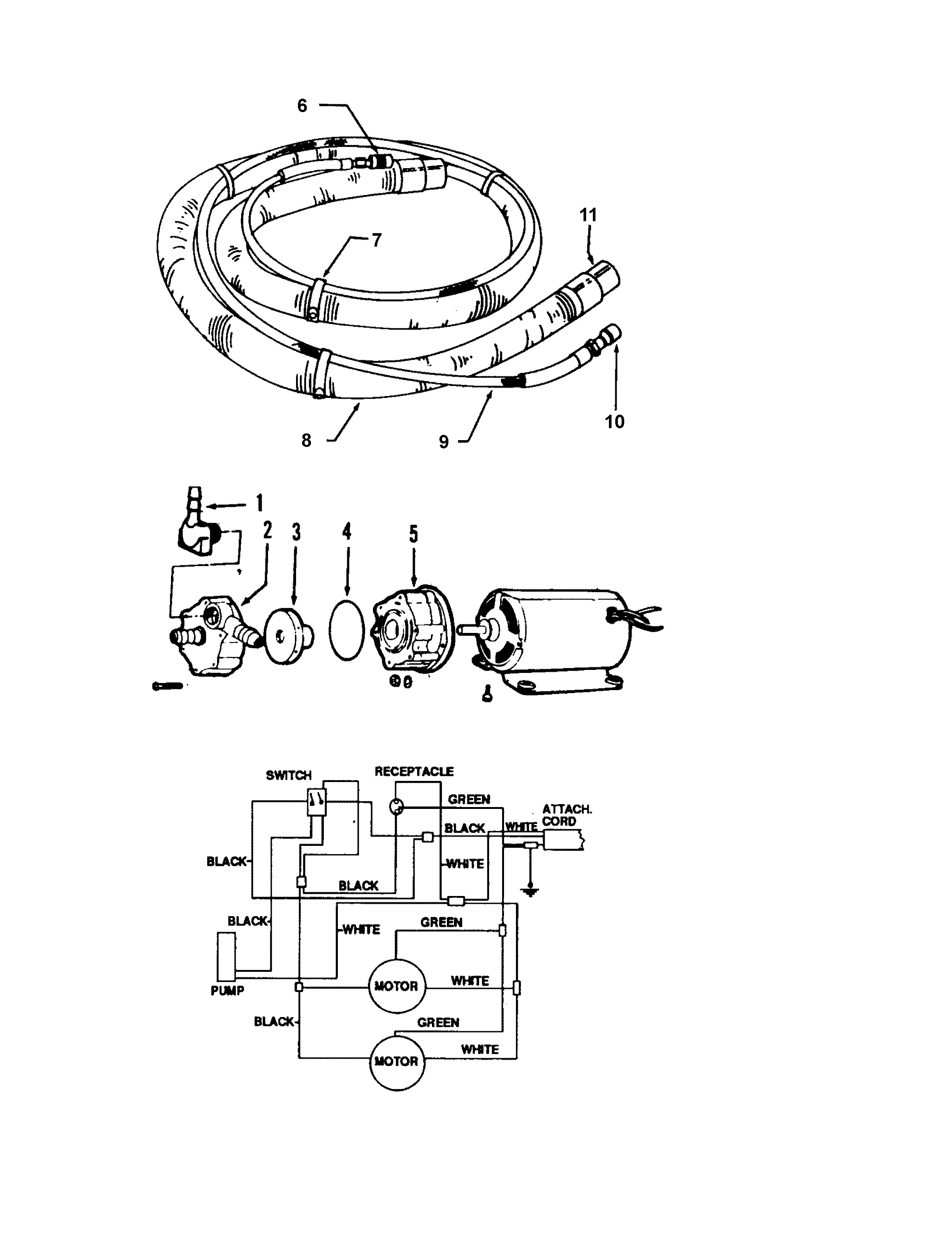Hoover C3005001 mainbody, motor, hose diagram