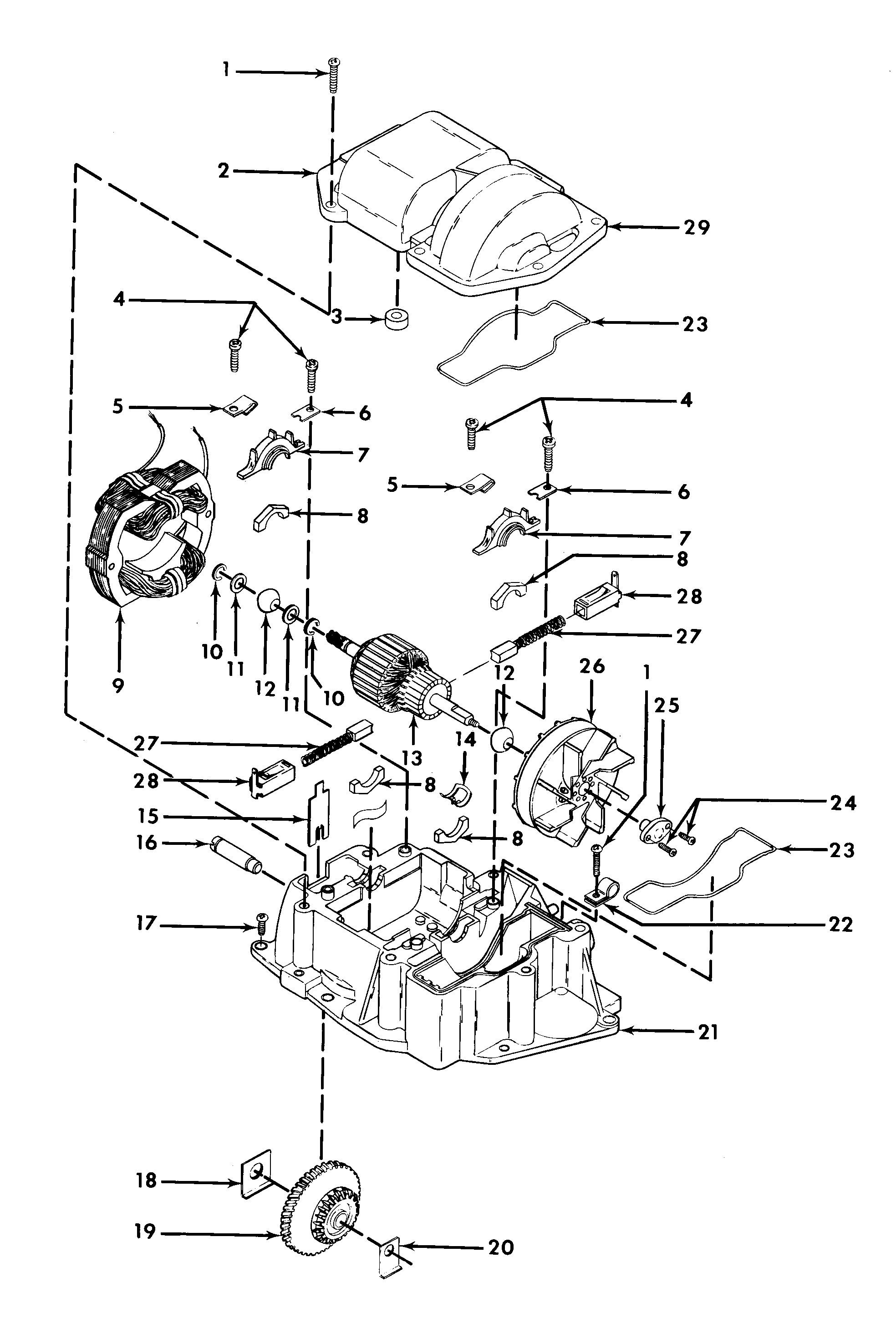 Hoover F5019 motor assembly diagram
