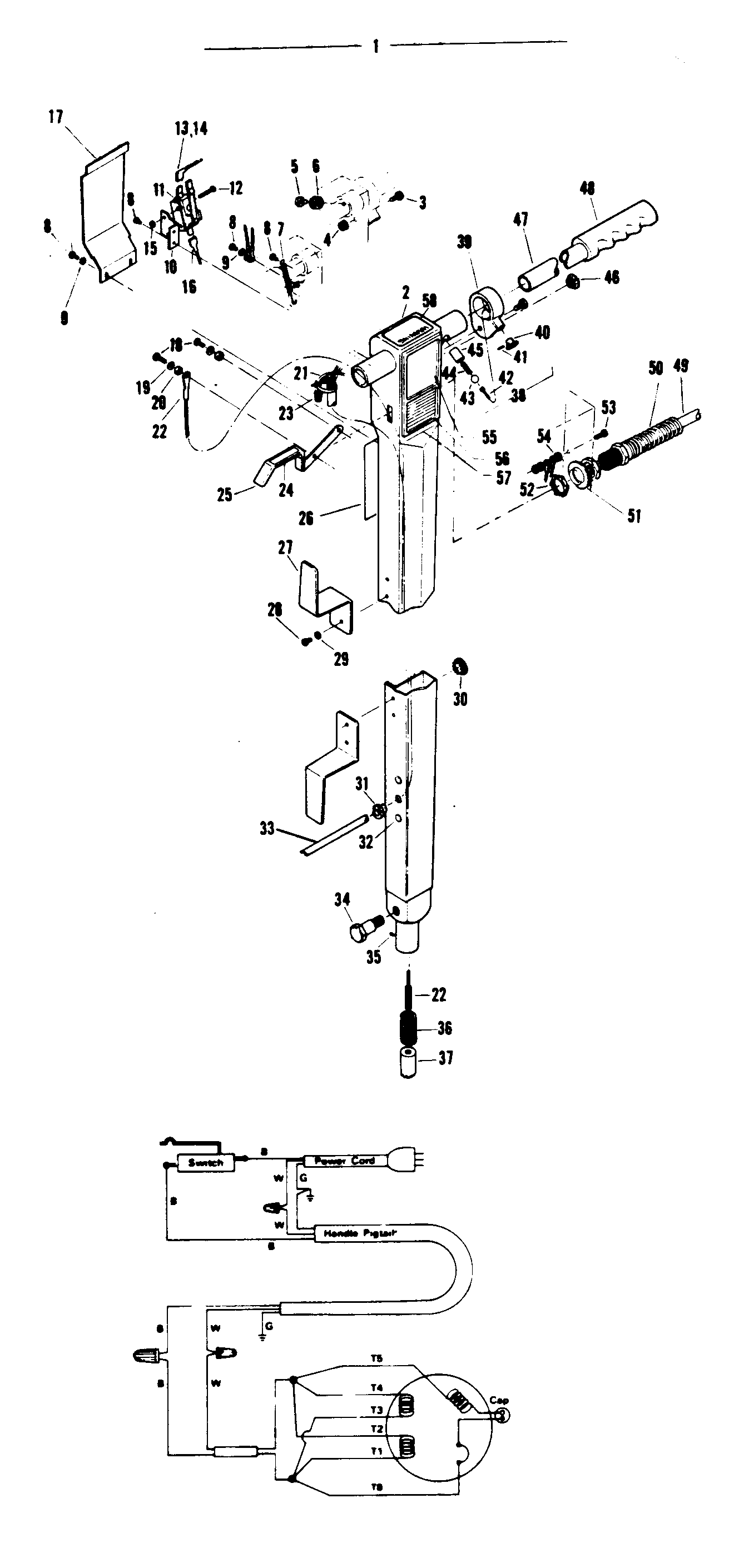 Hoover F7091 handle, switch diagram