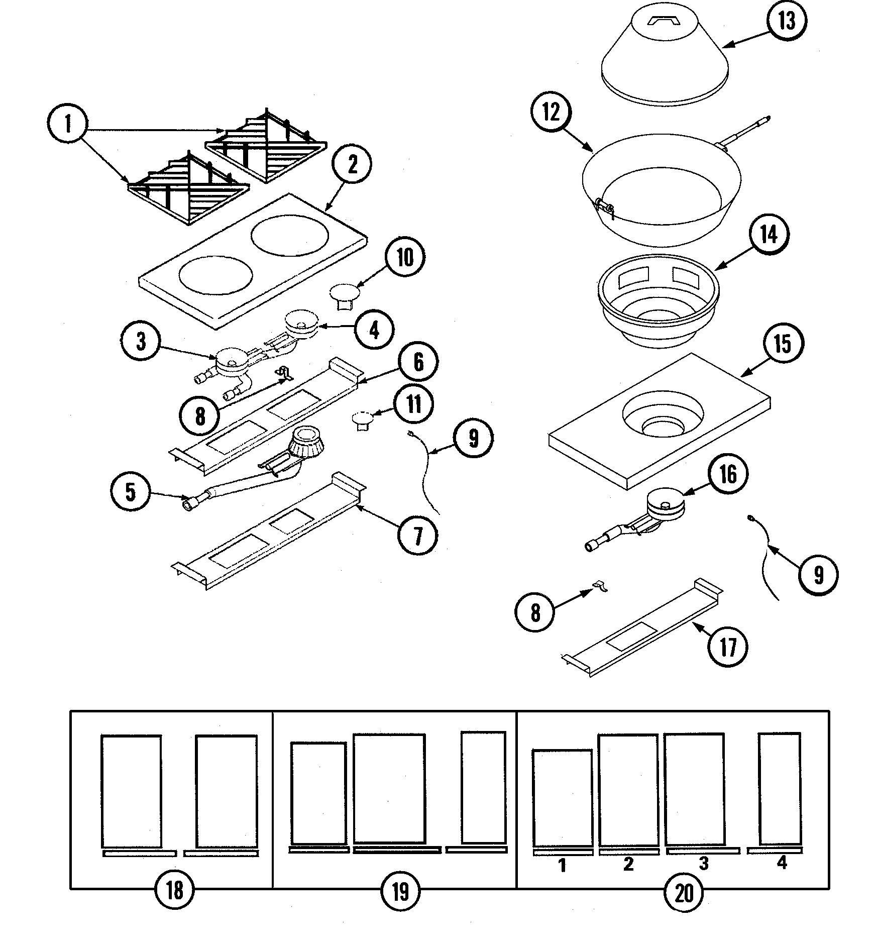Dynasty DGRSC365WOK top assembly/gas controls diagram