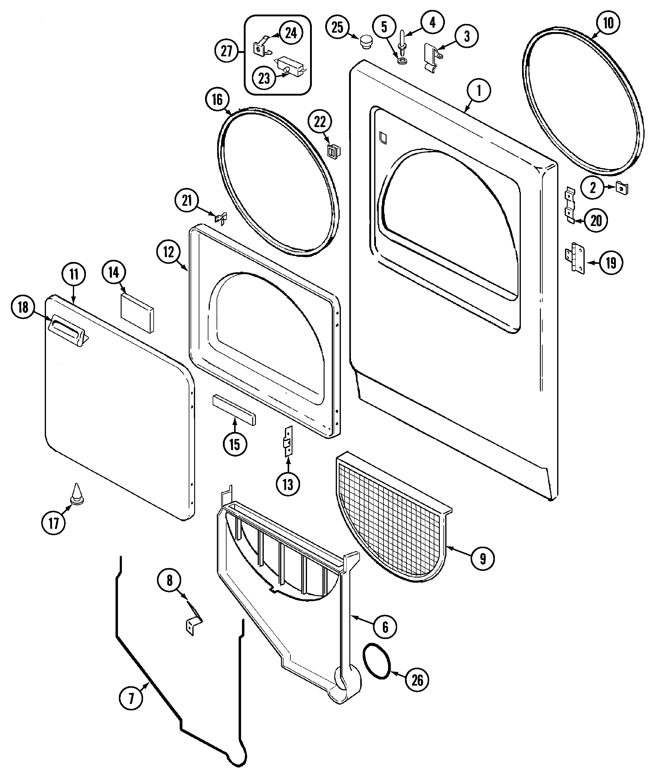 Maytag PYE2000GGE door diagram
