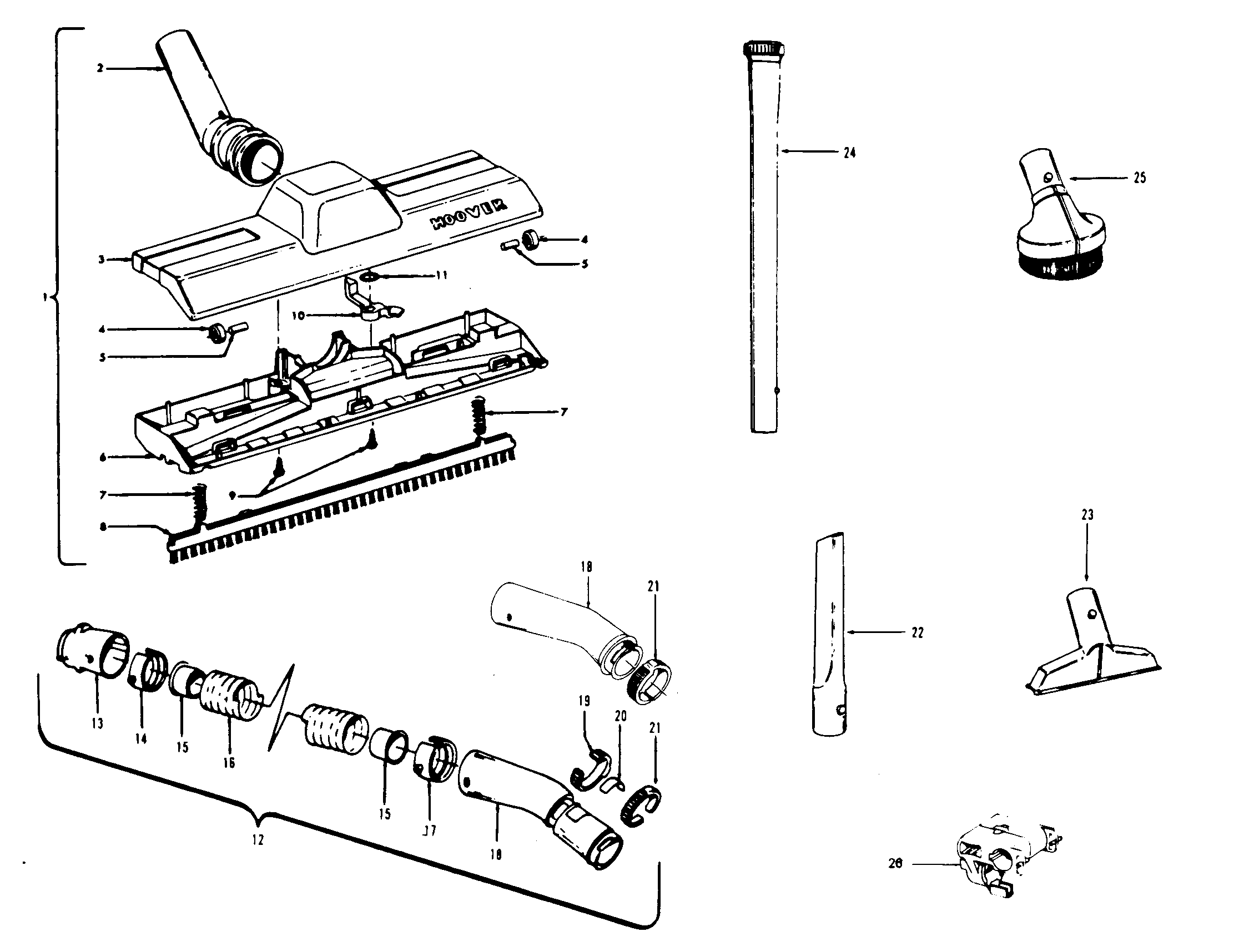 Hoover S1079060 hose, cleaningtools diagram