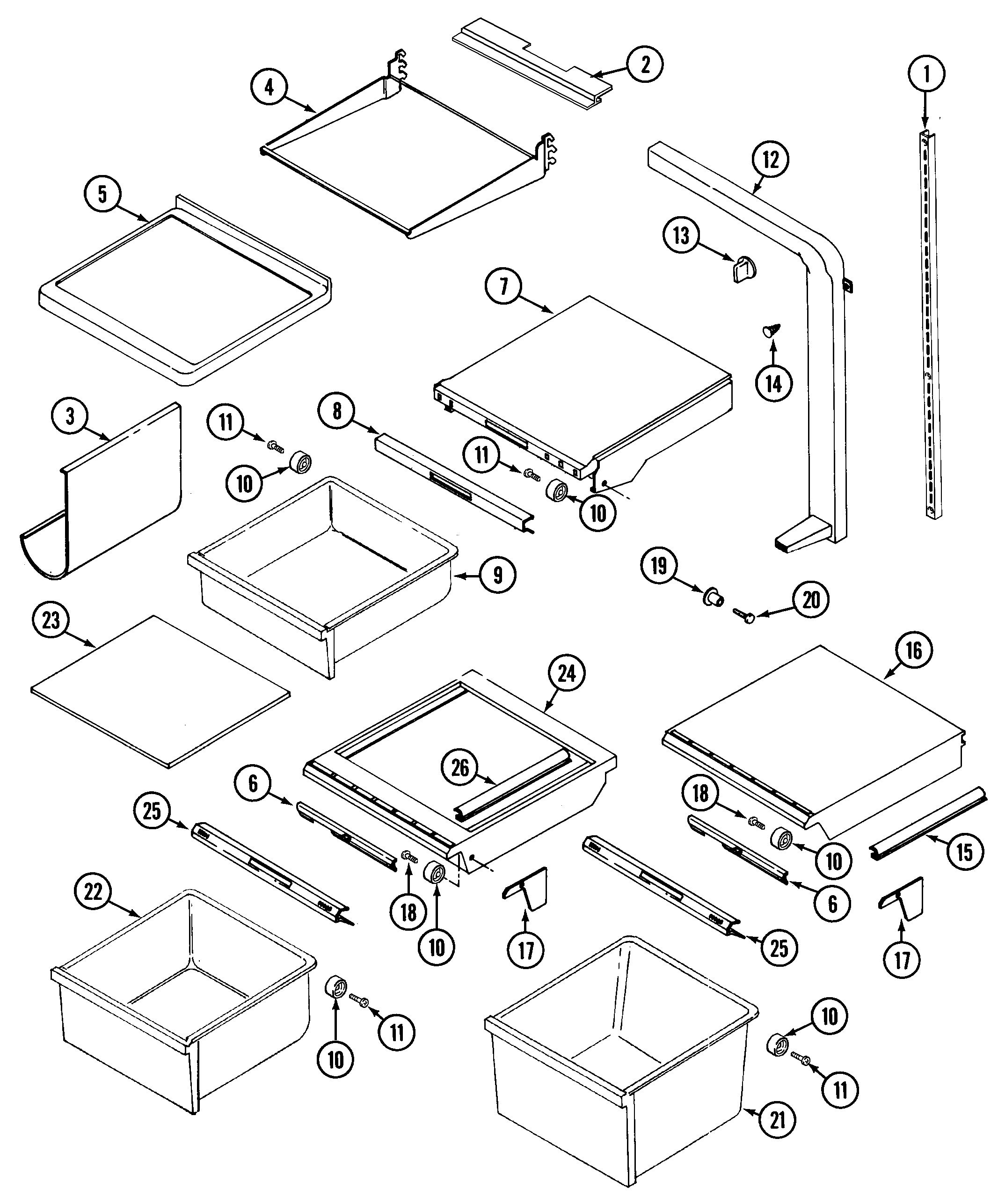 Maytag GS24C8C3EV shelves & accessories diagram