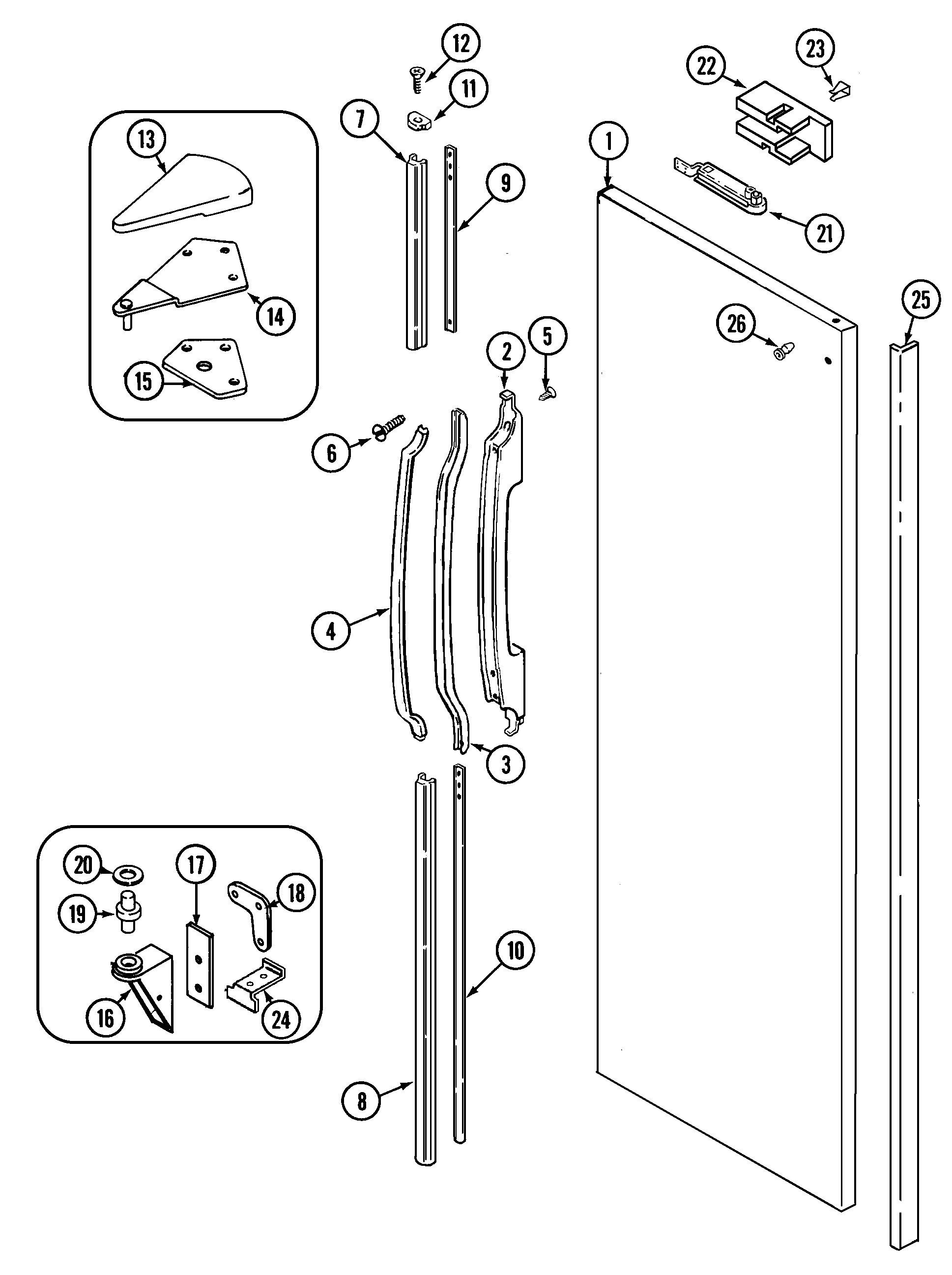 Maytag GS24C8C3EV fresh food outer door diagram