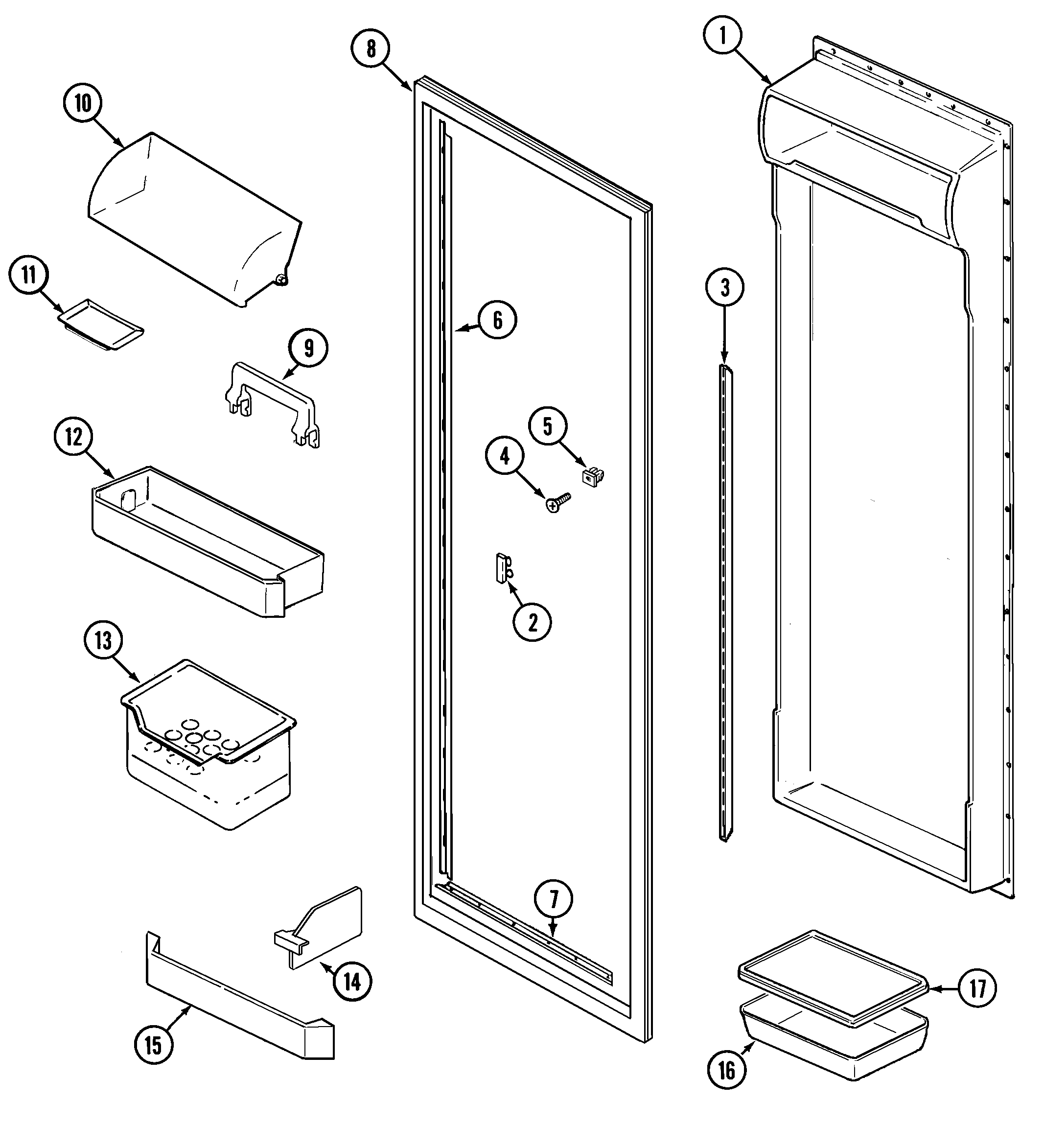 Maytag GS24C8C3EV fresh food inner door diagram