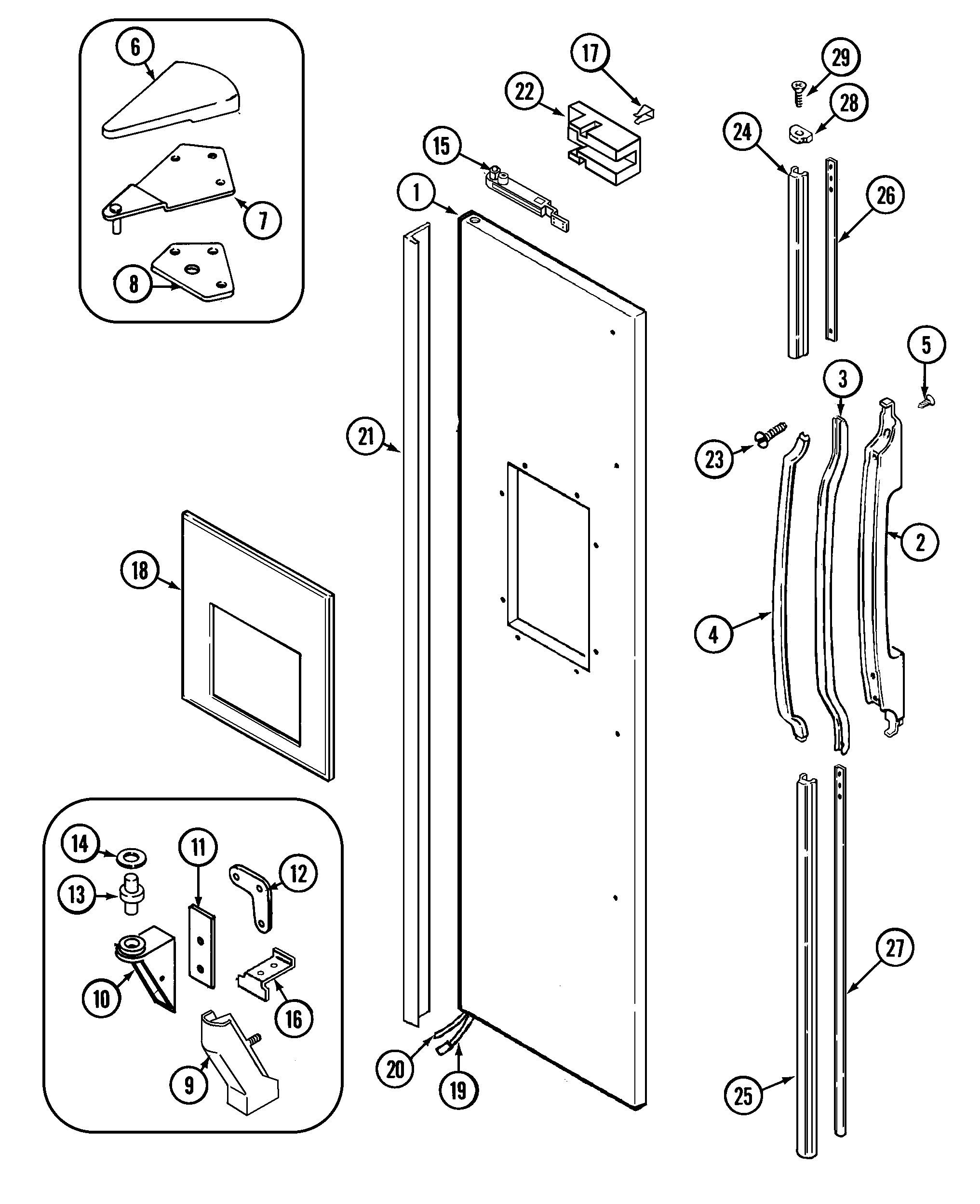 Maytag GS24C8C3EV freezer outer door diagram