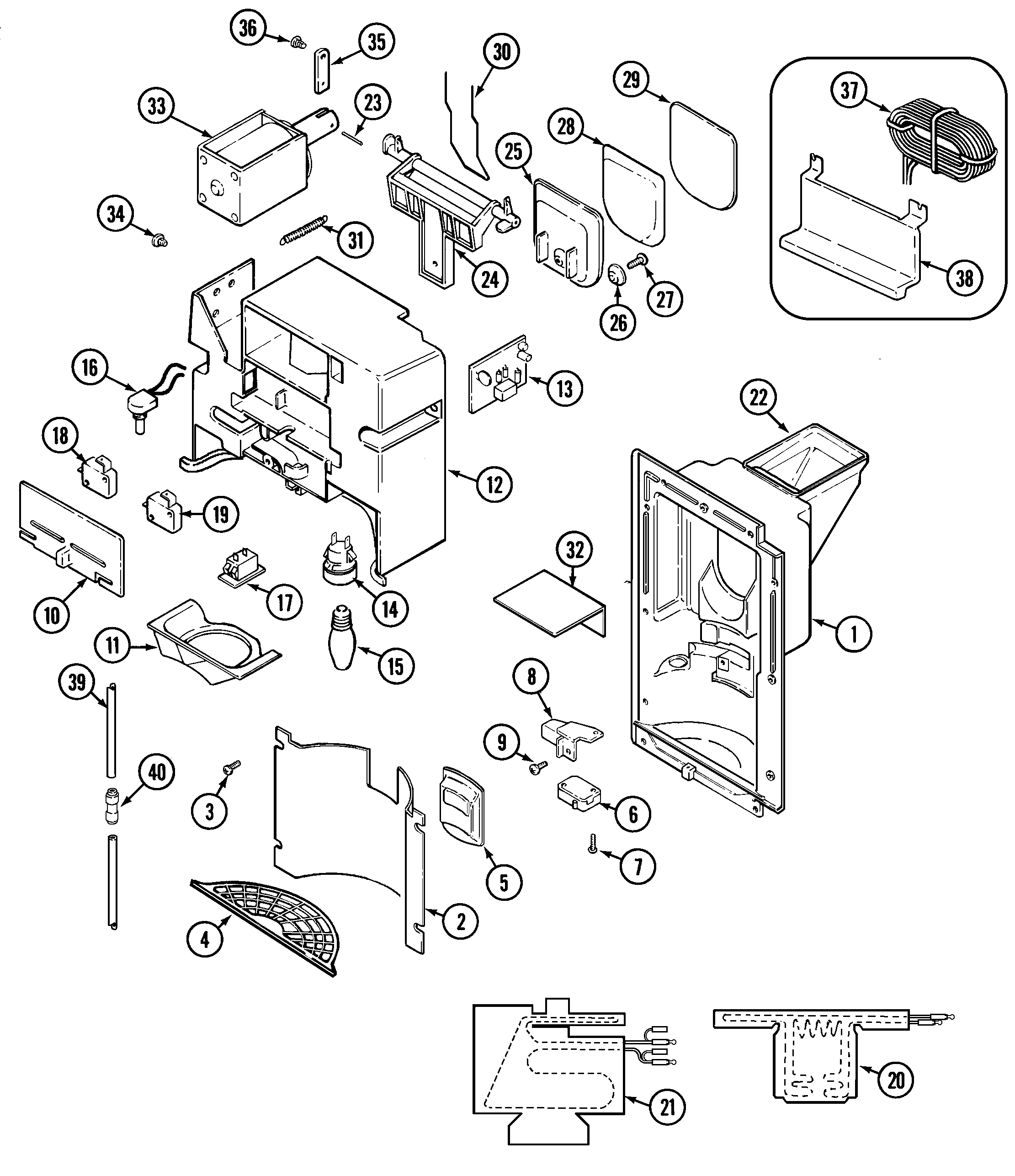 Maytag GS24C8C3EV ice & water dispenser diagram