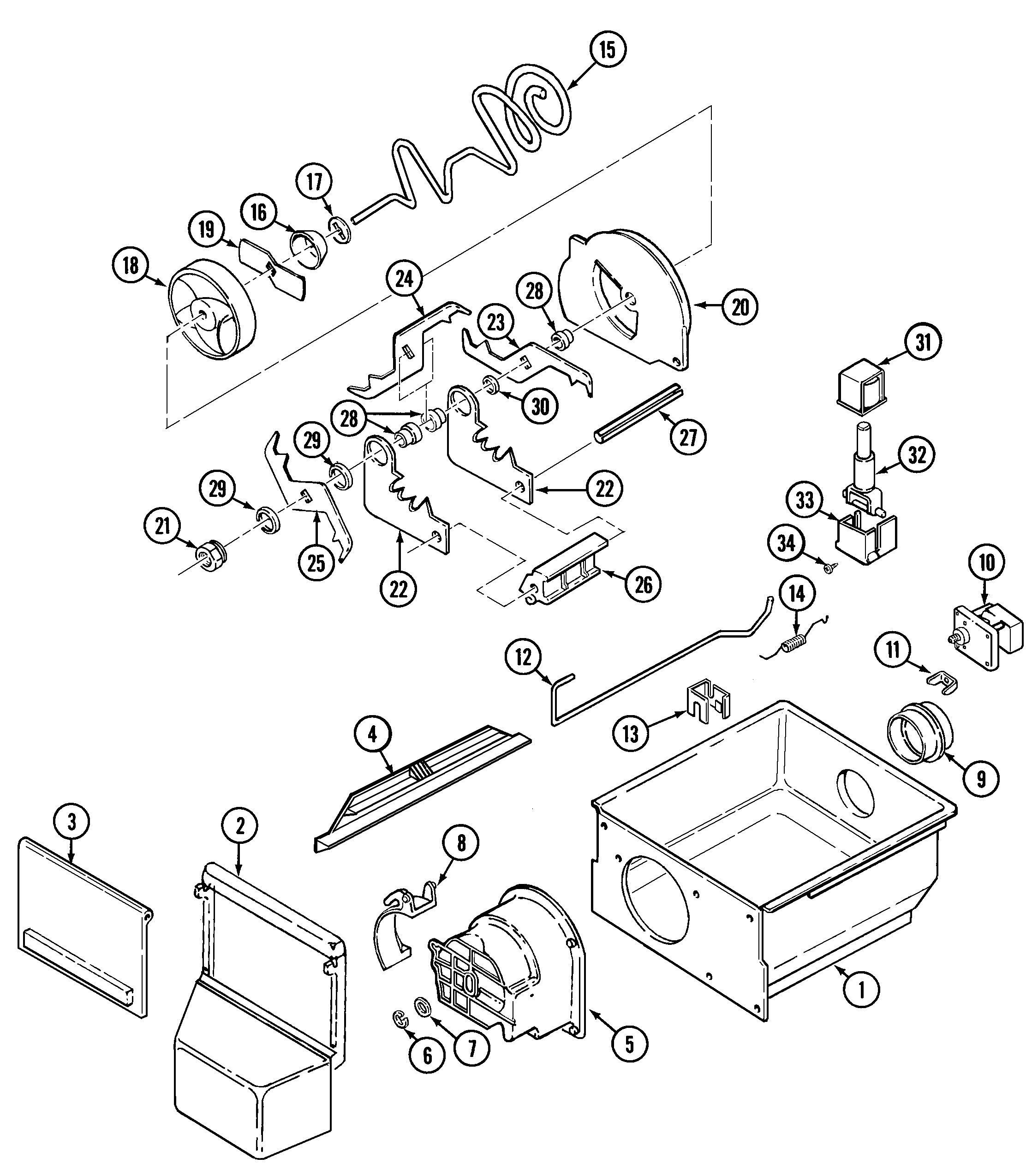 Maytag GS24C8C3EV ice crusher & bin diagram