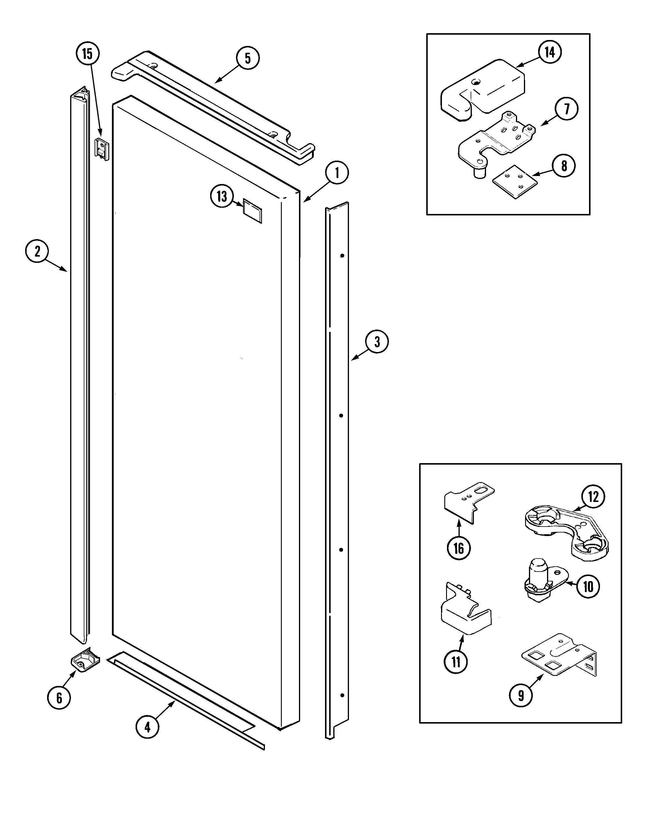 Jenn-Air JCD2289ATB fresh food outer door diagram