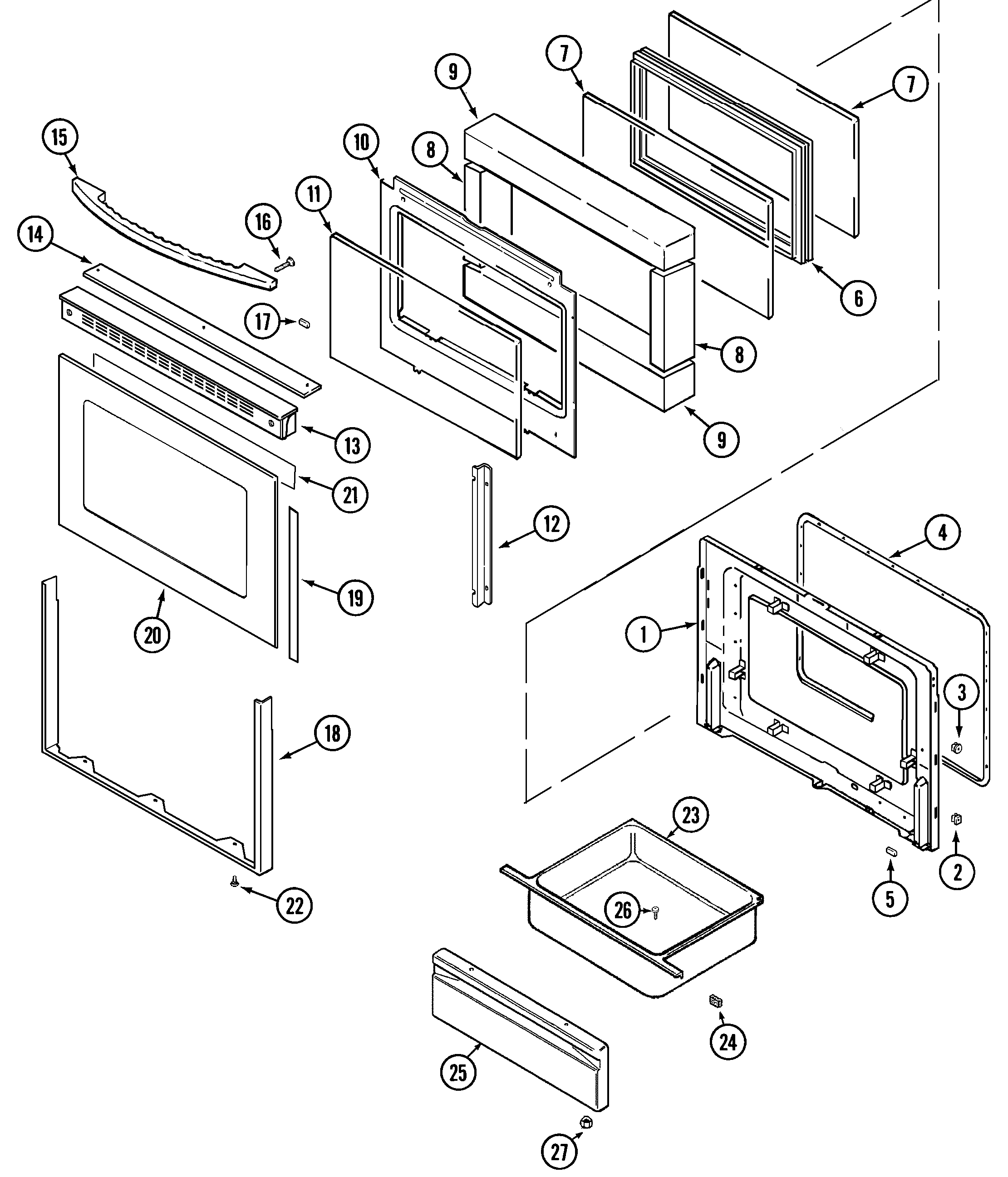 Maytag MER5770BCQ door/drawer diagram