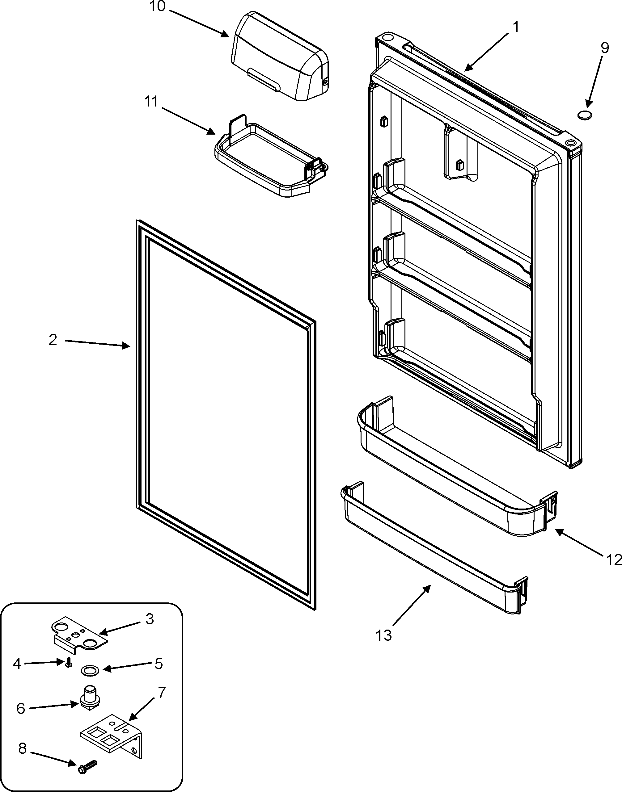 Magic Chef CTF1826ARB fresh food door diagram