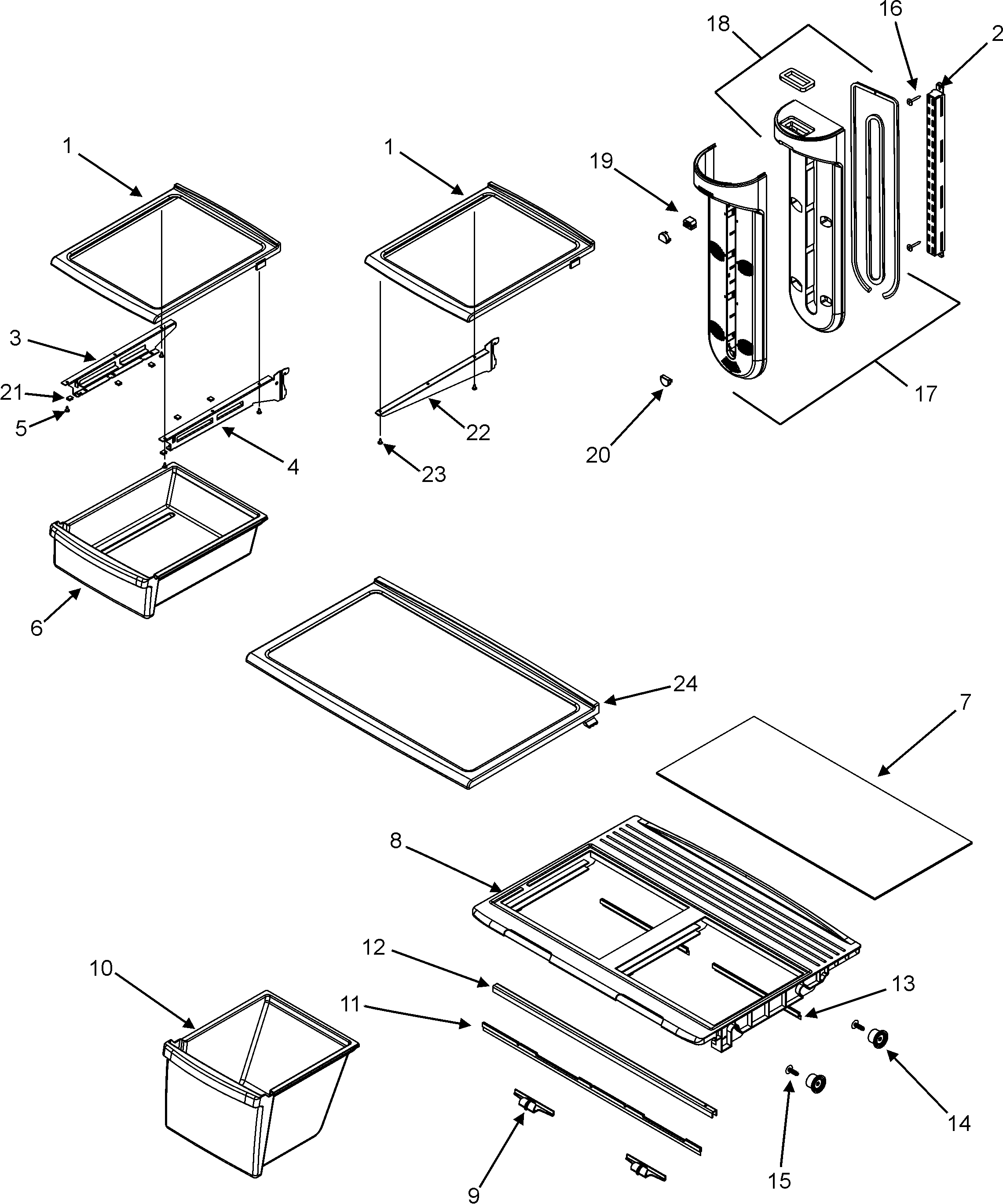 Magic Chef CTF1826ARB shelves & accessories diagram