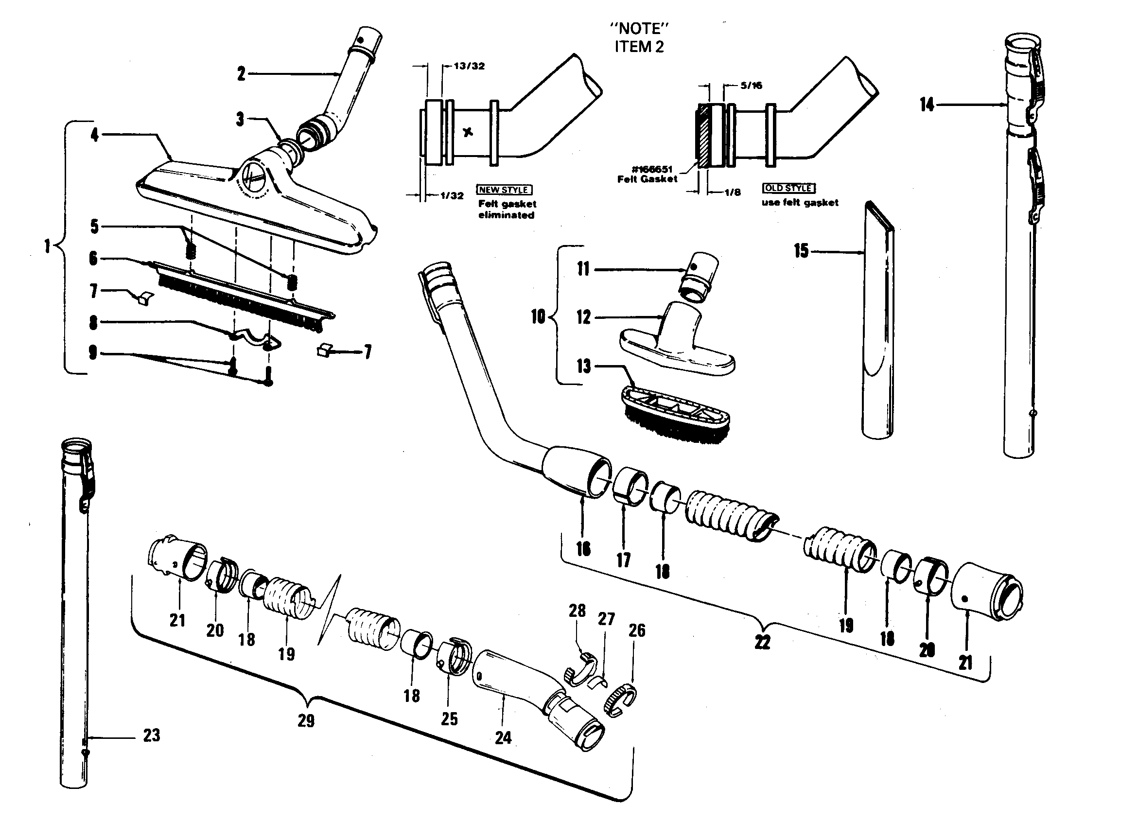 Hoover S3005001 hose, cleaningtools diagram