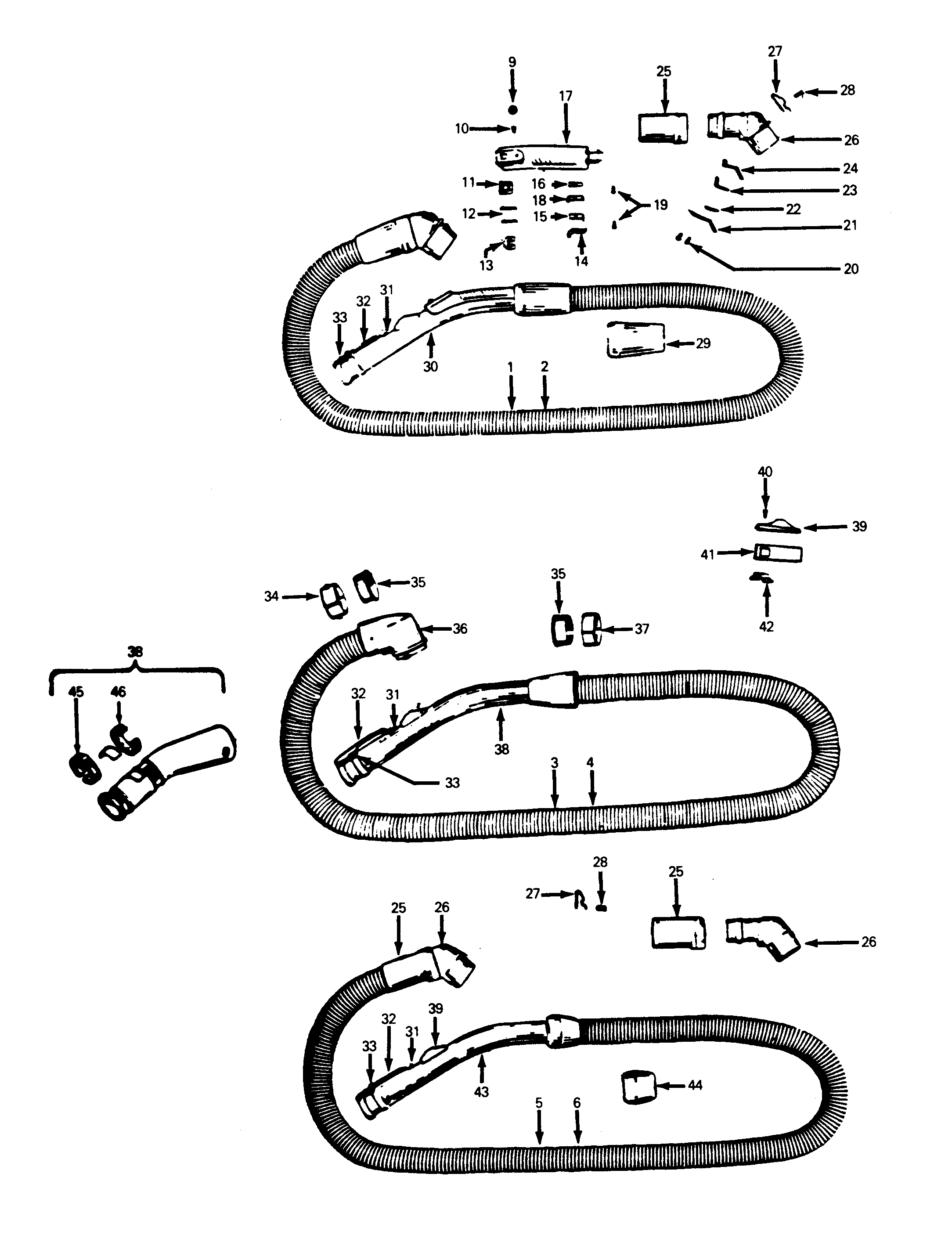 Hoover S3013035 hose diagram