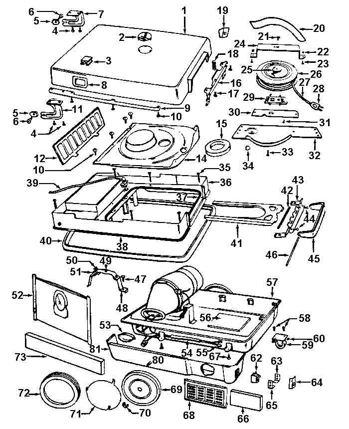 Hoover S3015--- cordreel, mainhousing diagram