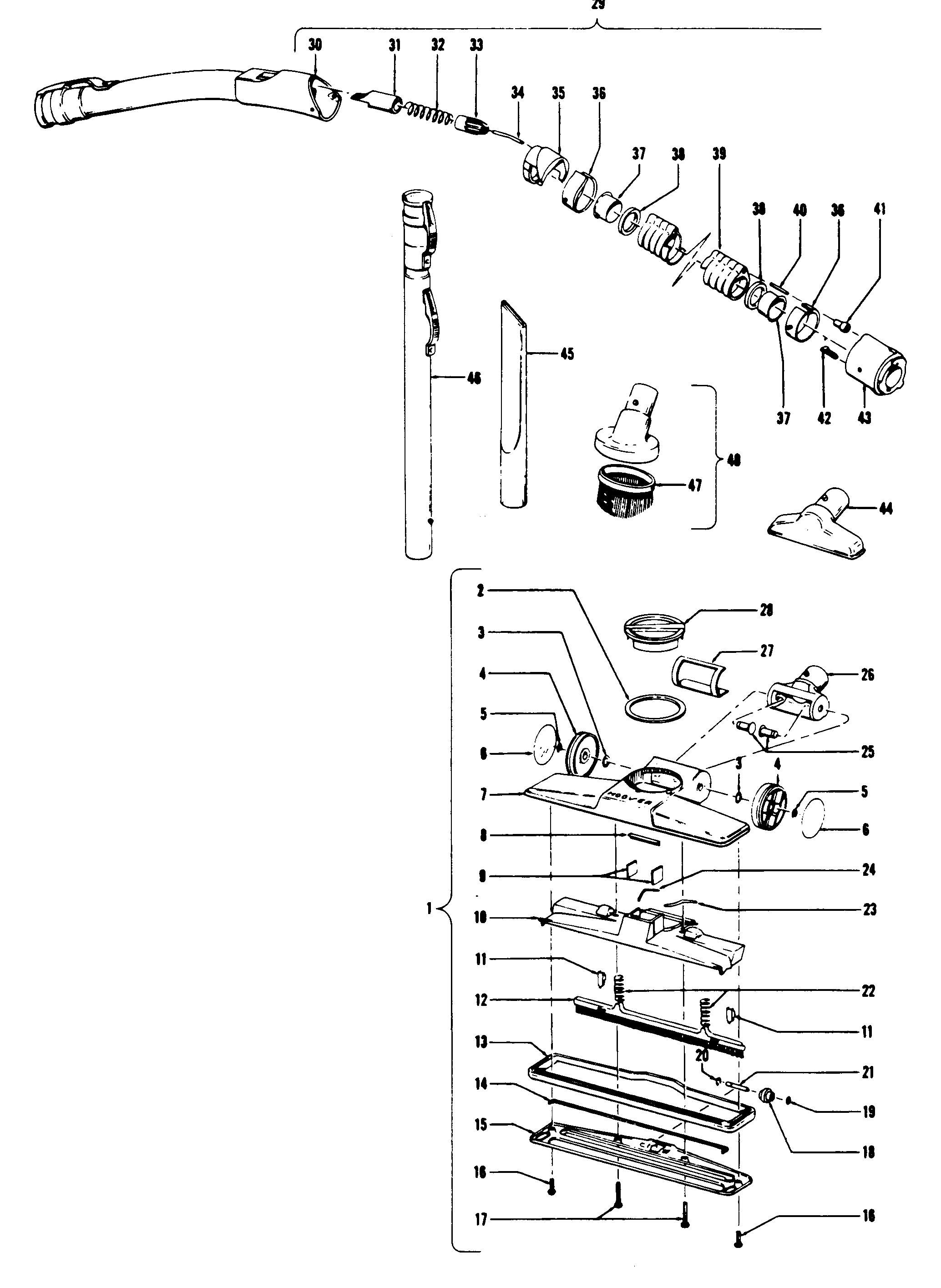 Hoover S3015--- hose, cleaningtools diagram