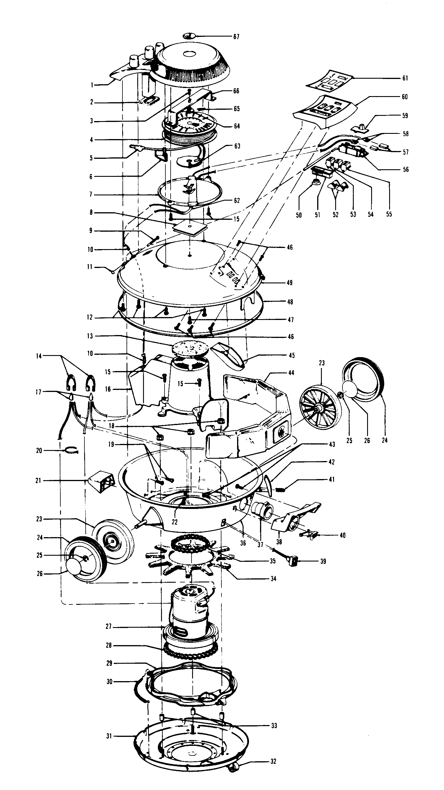 Hoover S3077--- cordreel, mainhousing diagram