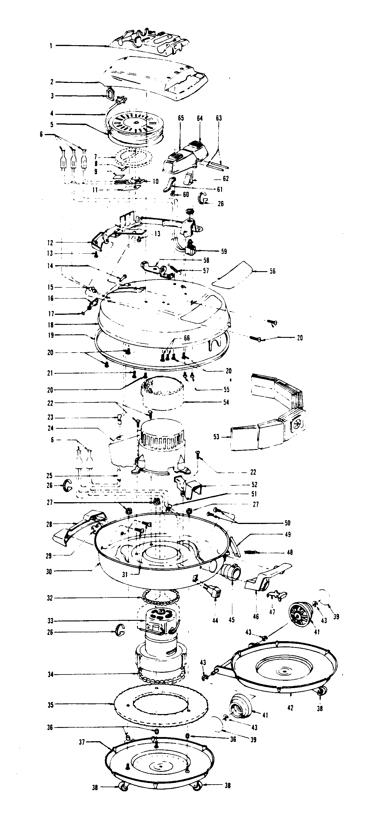 Hoover S3139035 cordreel, mainhousing diagram