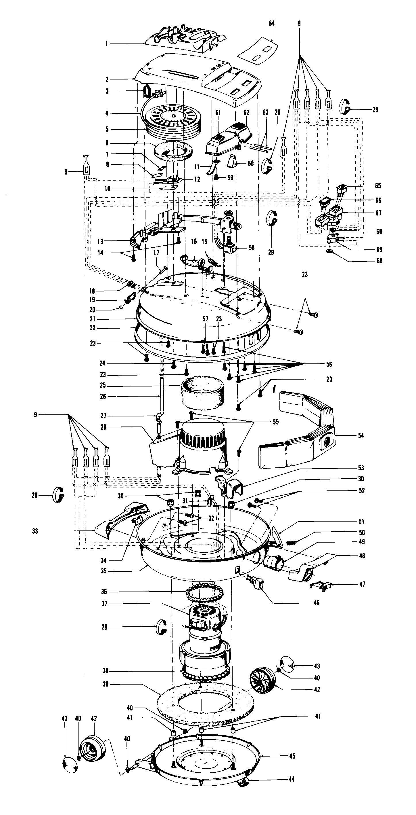 Hoover S3141--- cordreel, mainhousing diagram