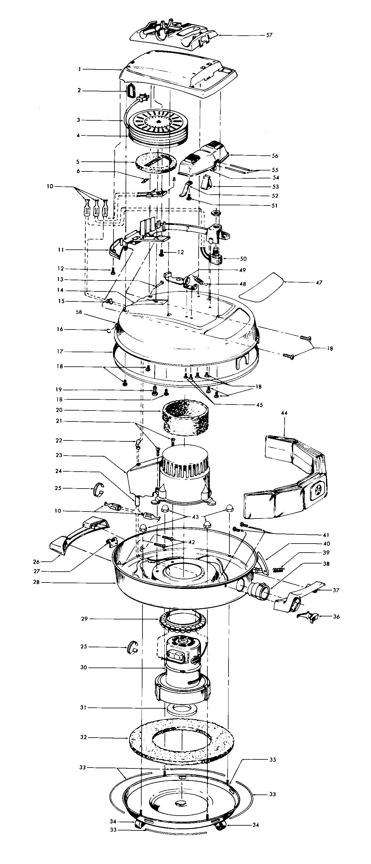 Hoover S3187030 cordreel, mainhousing diagram